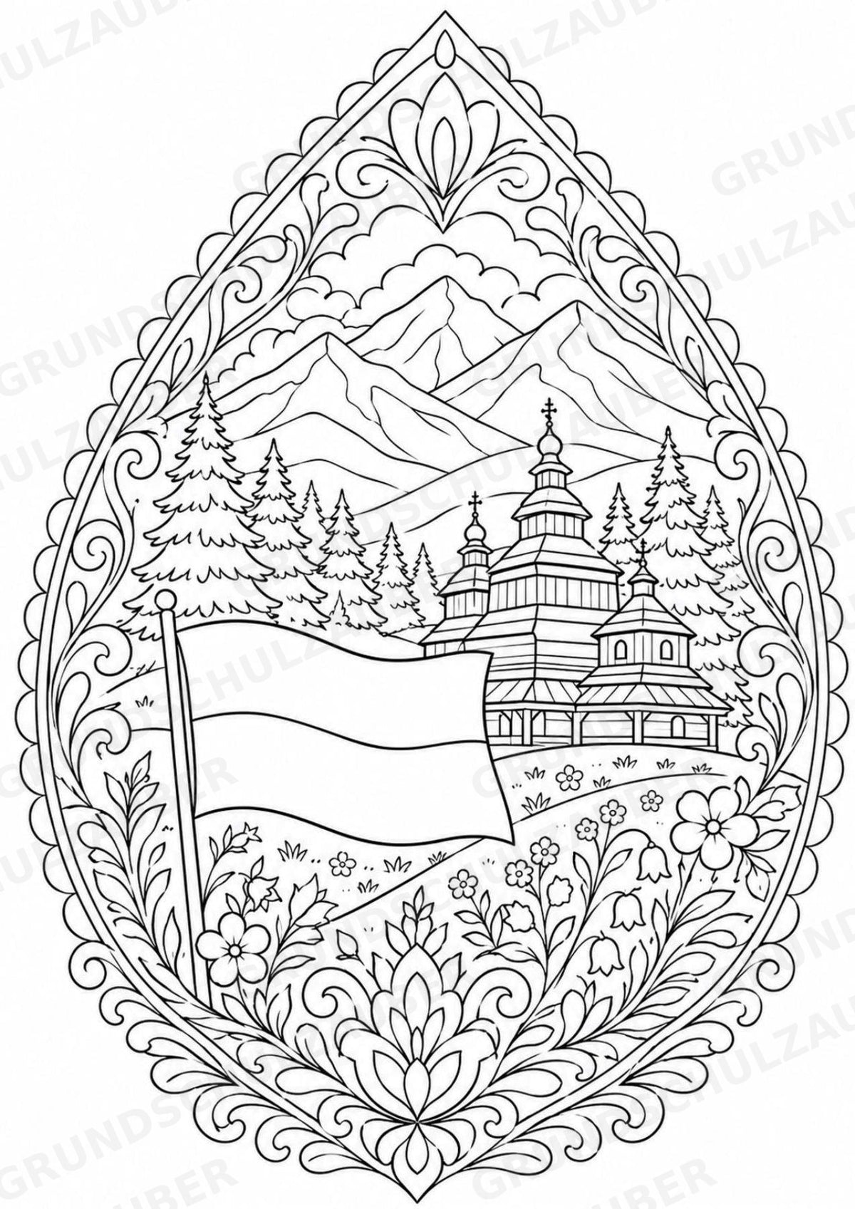 Ukraine Mandalas Ausmalbilder – Länder und Kulturen – 15 Malvorlagen – Materialseite 4