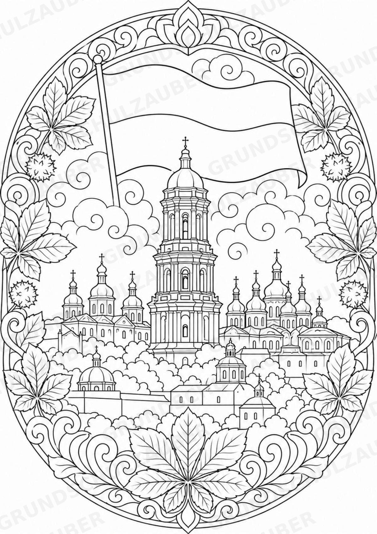 Ukraine Mandalas Ausmalbilder – Länder und Kulturen – 15 Malvorlagen – Materialseite 9