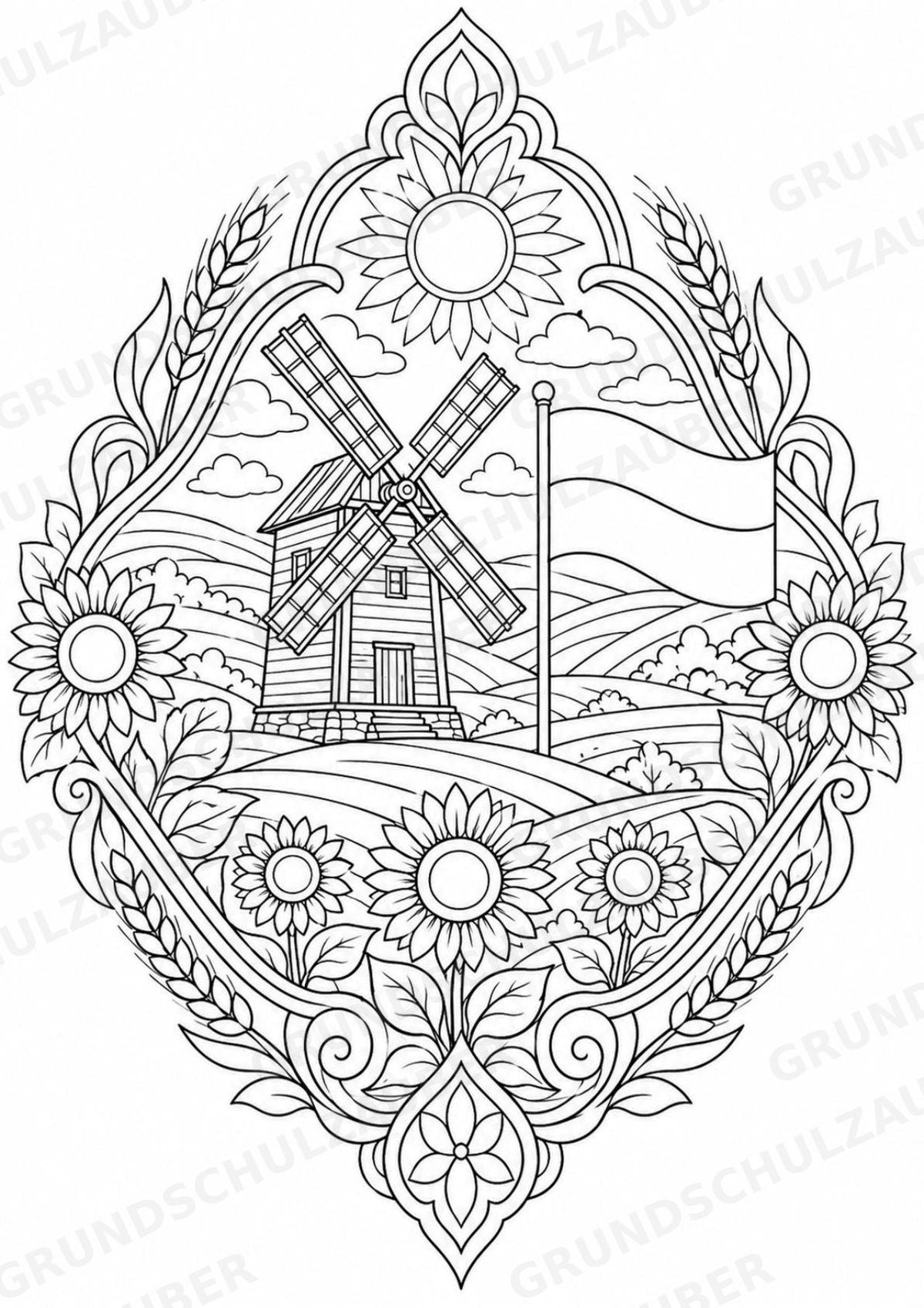 Ukraine Mandalas Ausmalbilder – Länder und Kulturen – 15 Malvorlagen – Materialseite 11