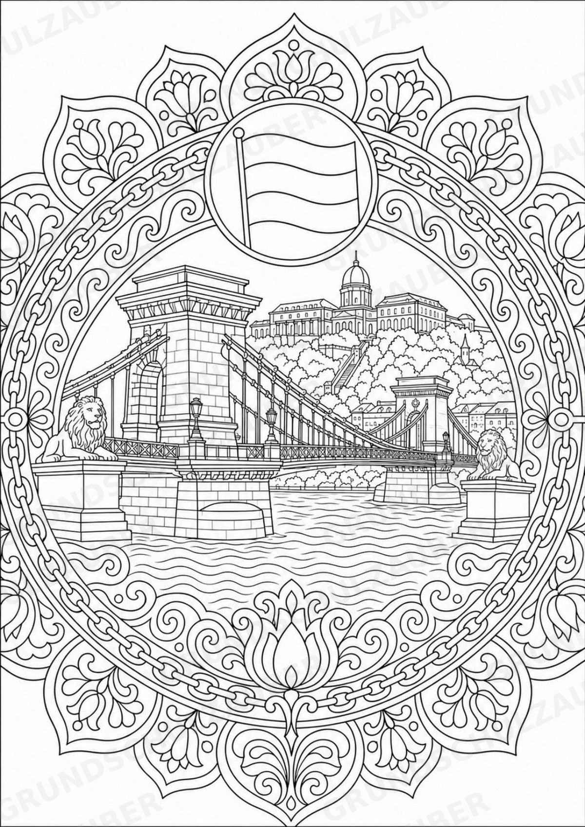 Ungarn Mandalas Ausmalbilder – Länder und Kulturen – 15 Malvorlagen – Materialseite 3