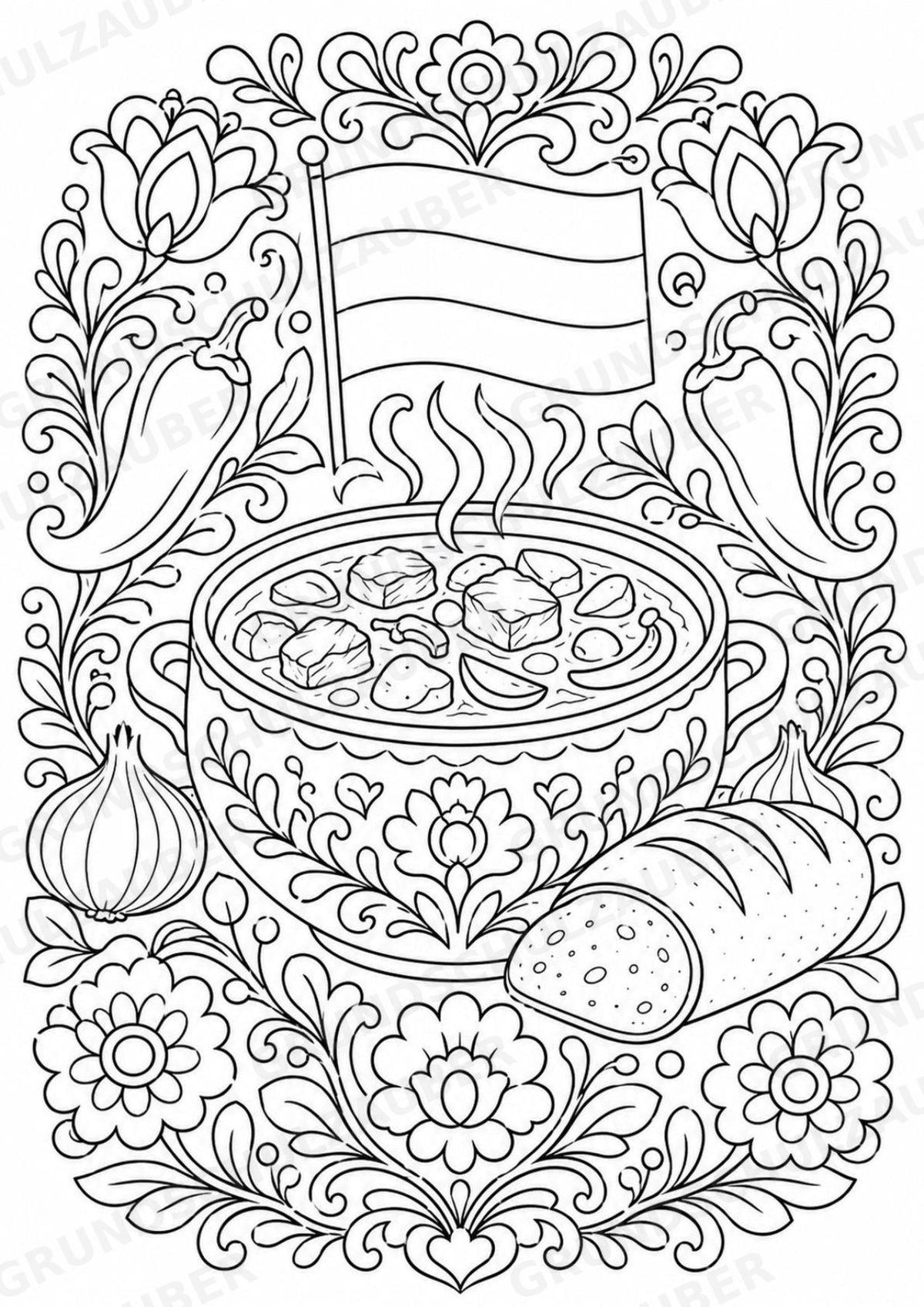 Ungarn Mandalas Ausmalbilder – Länder und Kulturen – 15 Malvorlagen – Materialseite 7
