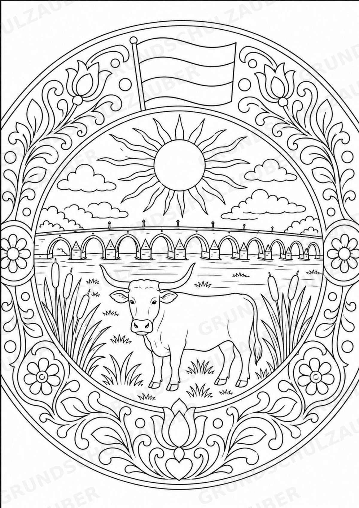 Ungarn Mandalas Ausmalbilder – Länder und Kulturen – 15 Malvorlagen – Materialseite 8