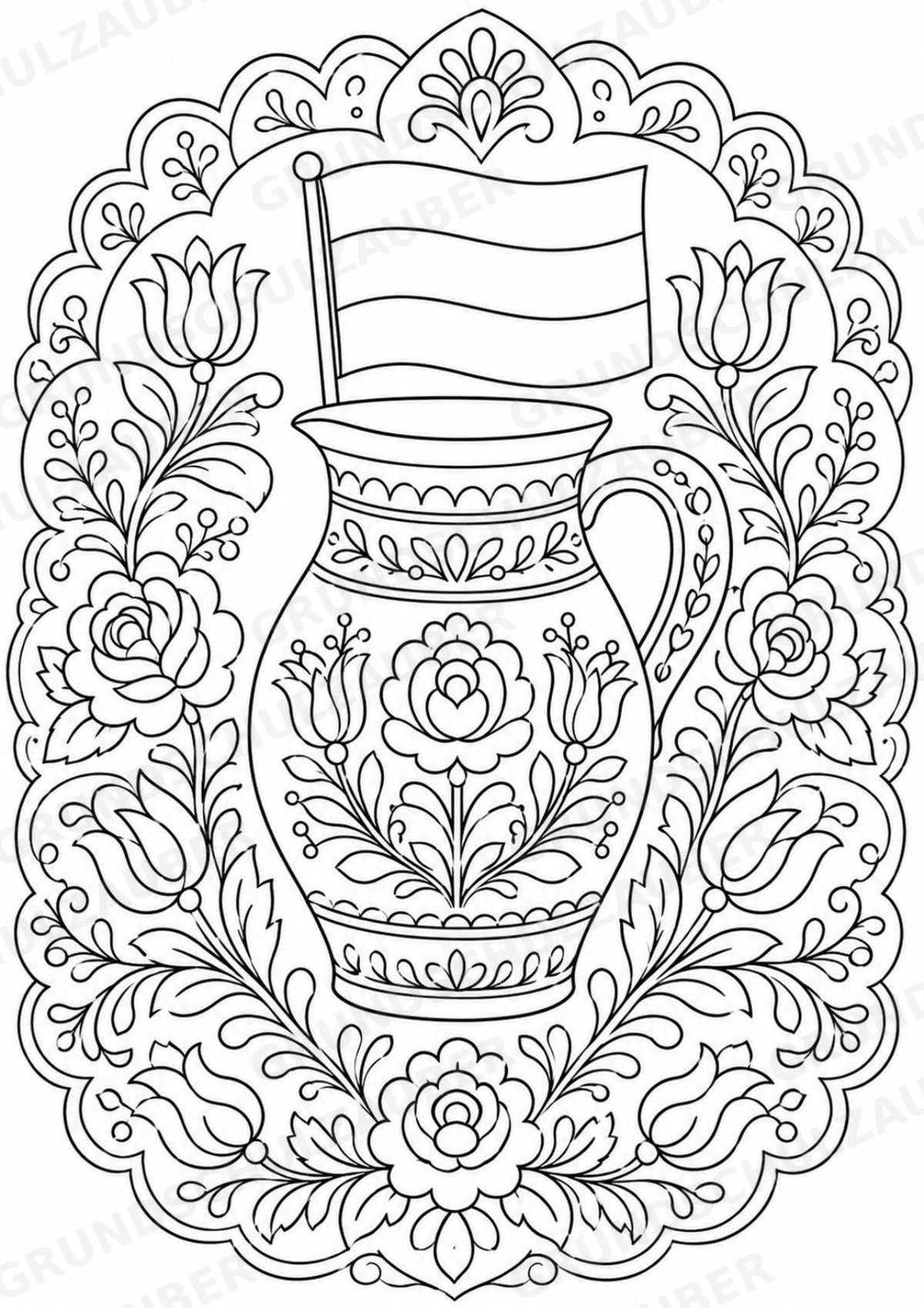 Ungarn Mandalas Ausmalbilder – Länder und Kulturen – 15 Malvorlagen – Materialseite 12