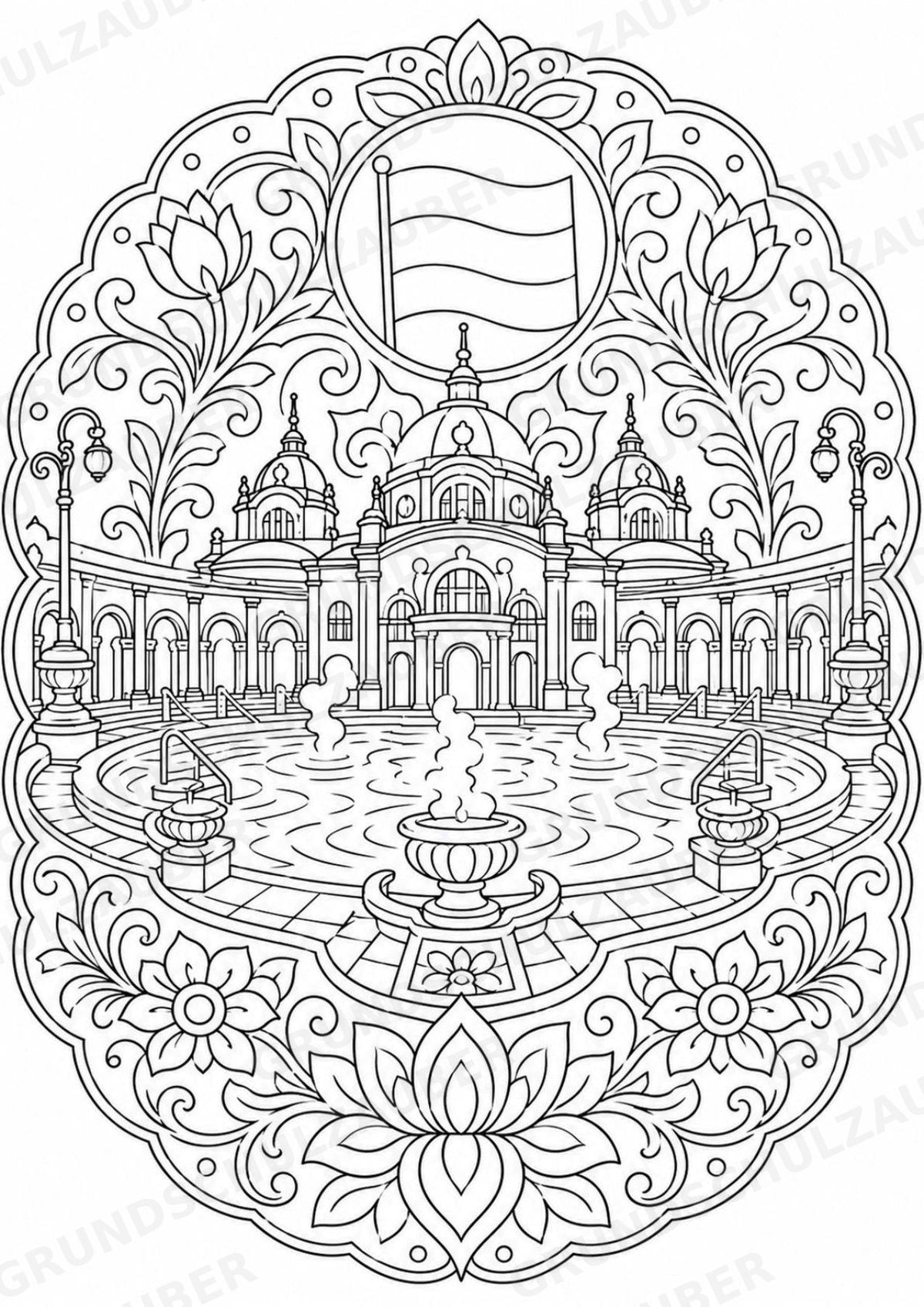 Ungarn Mandalas Ausmalbilder – Länder und Kulturen – 15 Malvorlagen – Materialseite 13