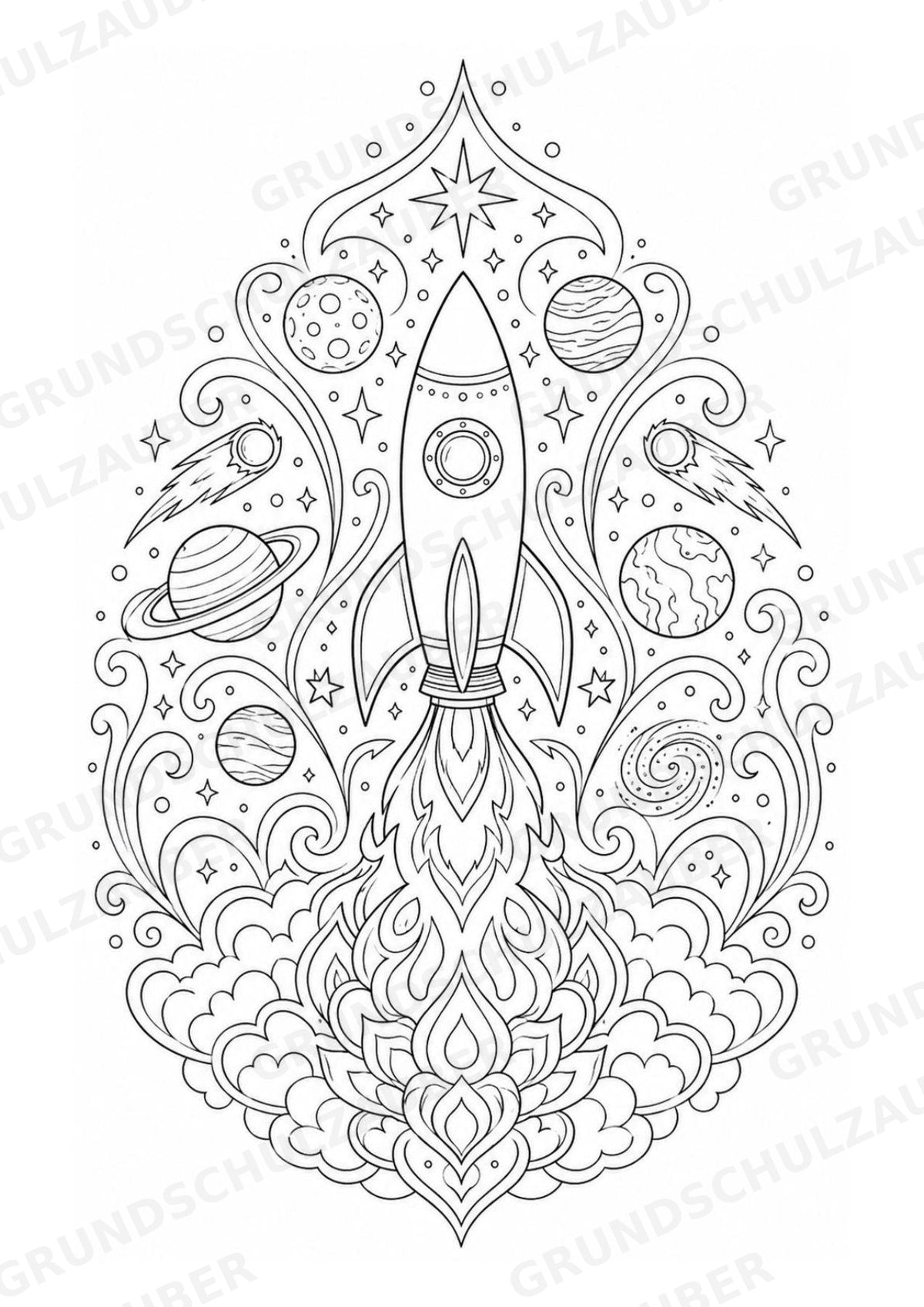 Universum Mandalas Ausmalbilder – Weltraum – 15 Malvorlagen – Materialseite 4