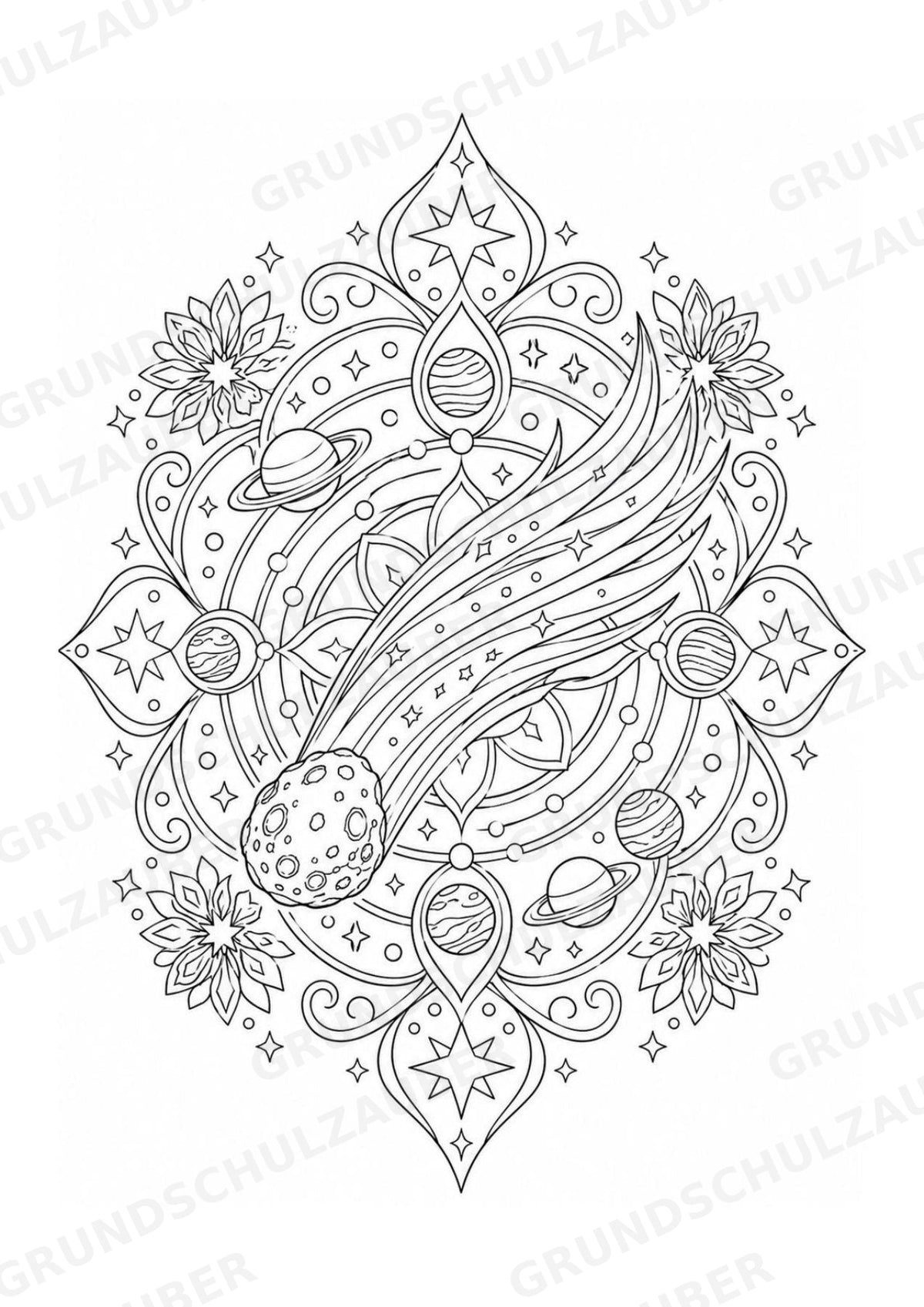 Universum Mandalas Ausmalbilder – Weltraum – 15 Malvorlagen – Materialseite 12