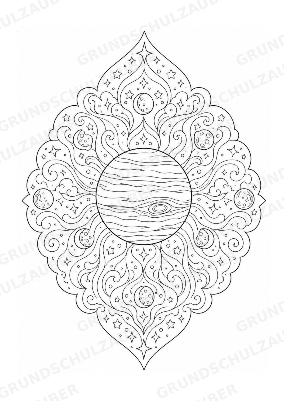 Universum Mandalas Ausmalbilder – Weltraum – 15 Malvorlagen – Materialseite 15
