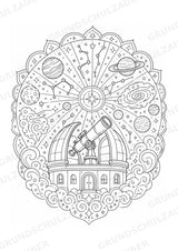 Universum Mandalas Ausmalbilder – Weltraum – 15 Malvorlagen – Materialseite 16