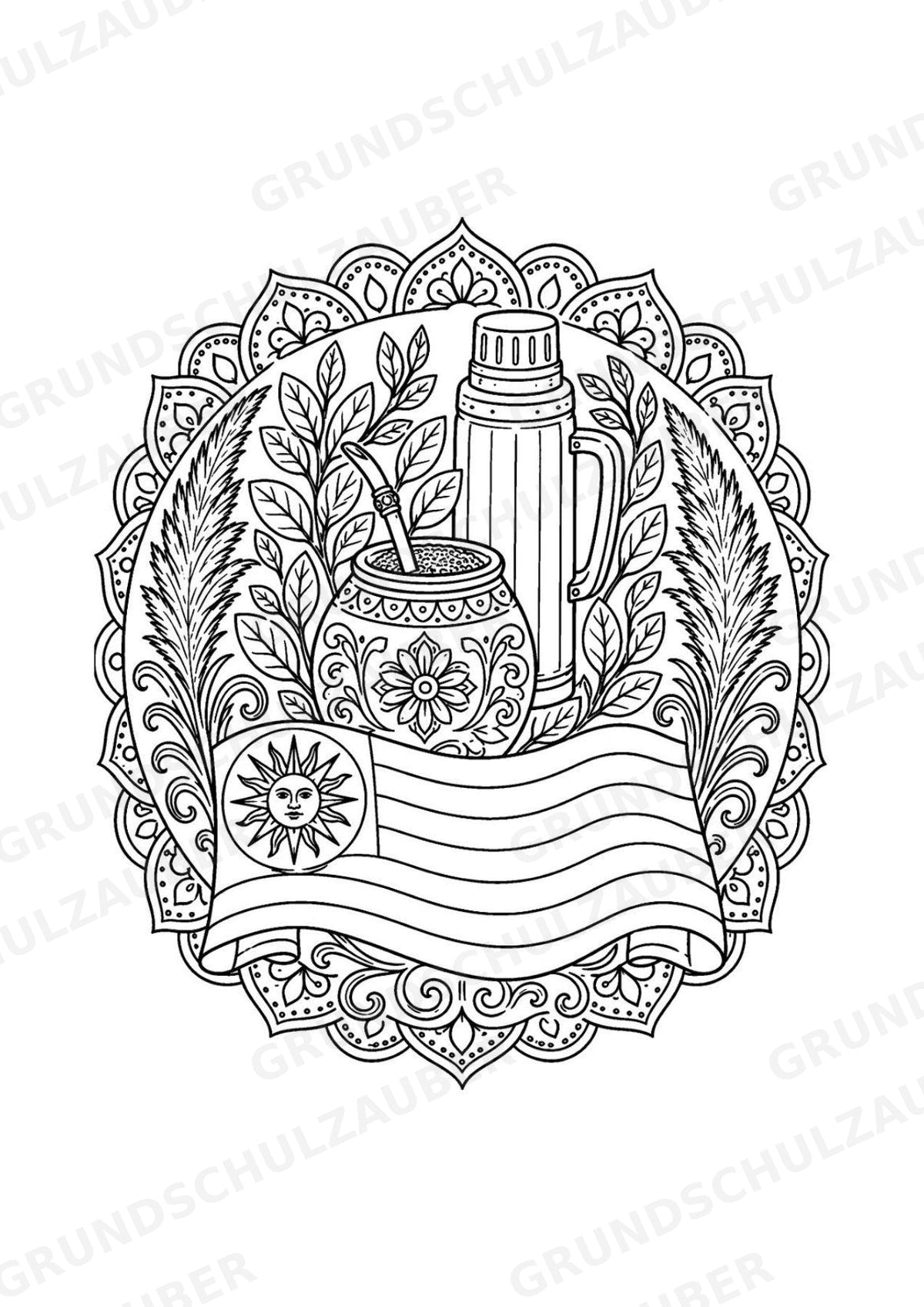 Uruguay Mandalas Ausmalbilder – Länder und Kulturen – 15 Malvorlagen – Materialseite 2