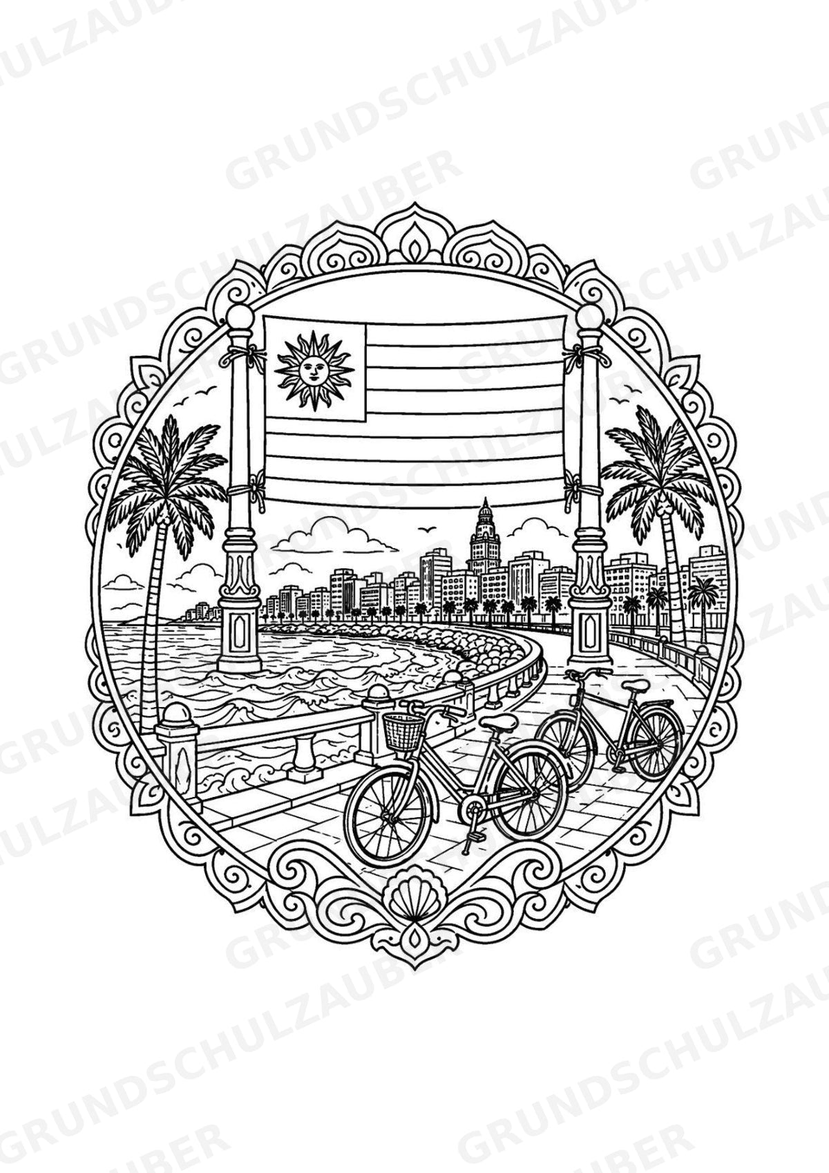 Uruguay Mandalas Ausmalbilder – Länder und Kulturen – 15 Malvorlagen – Materialseite 5