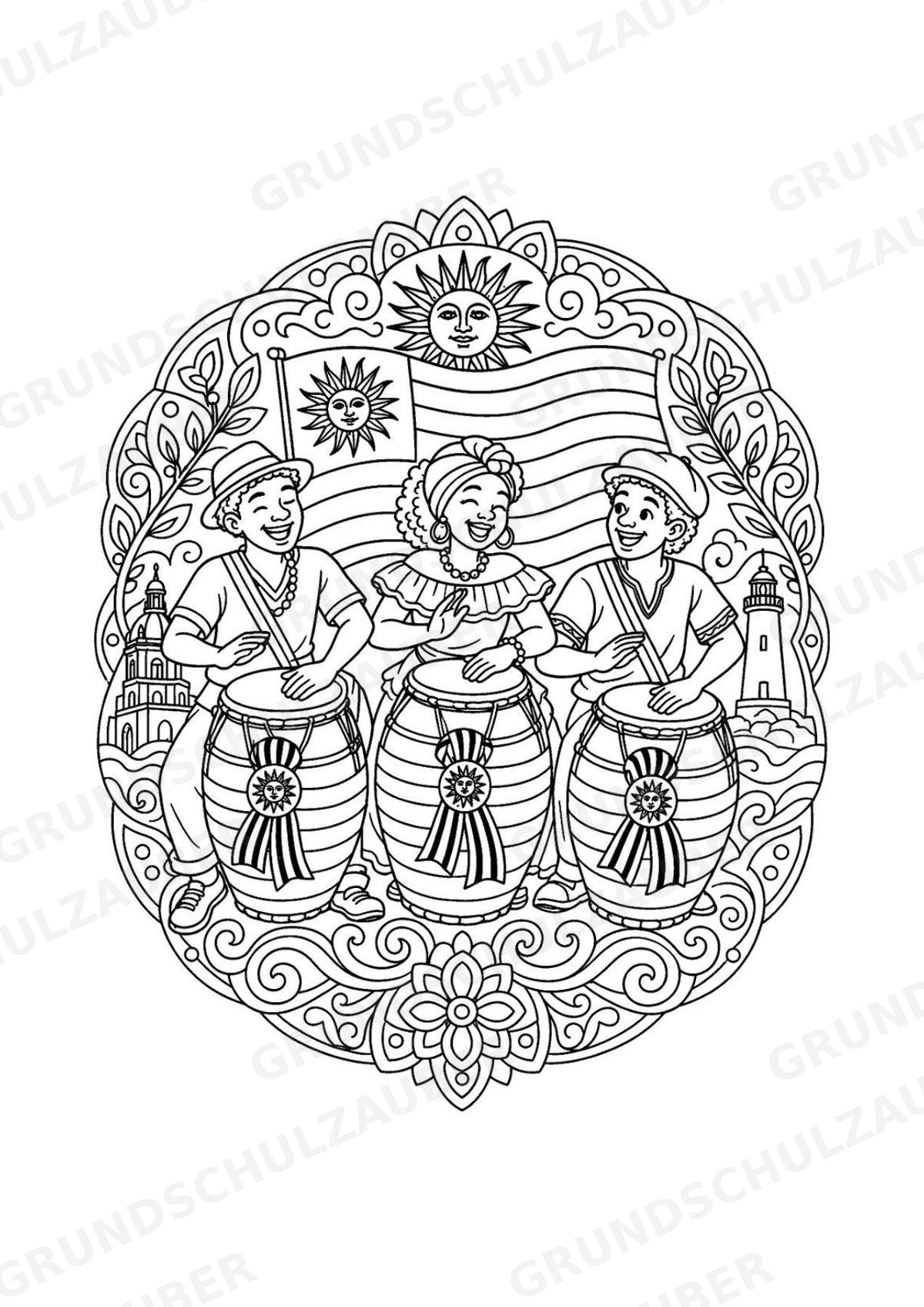 Uruguay Mandalas Ausmalbilder – Länder und Kulturen – 15 Malvorlagen – Materialseite 6
