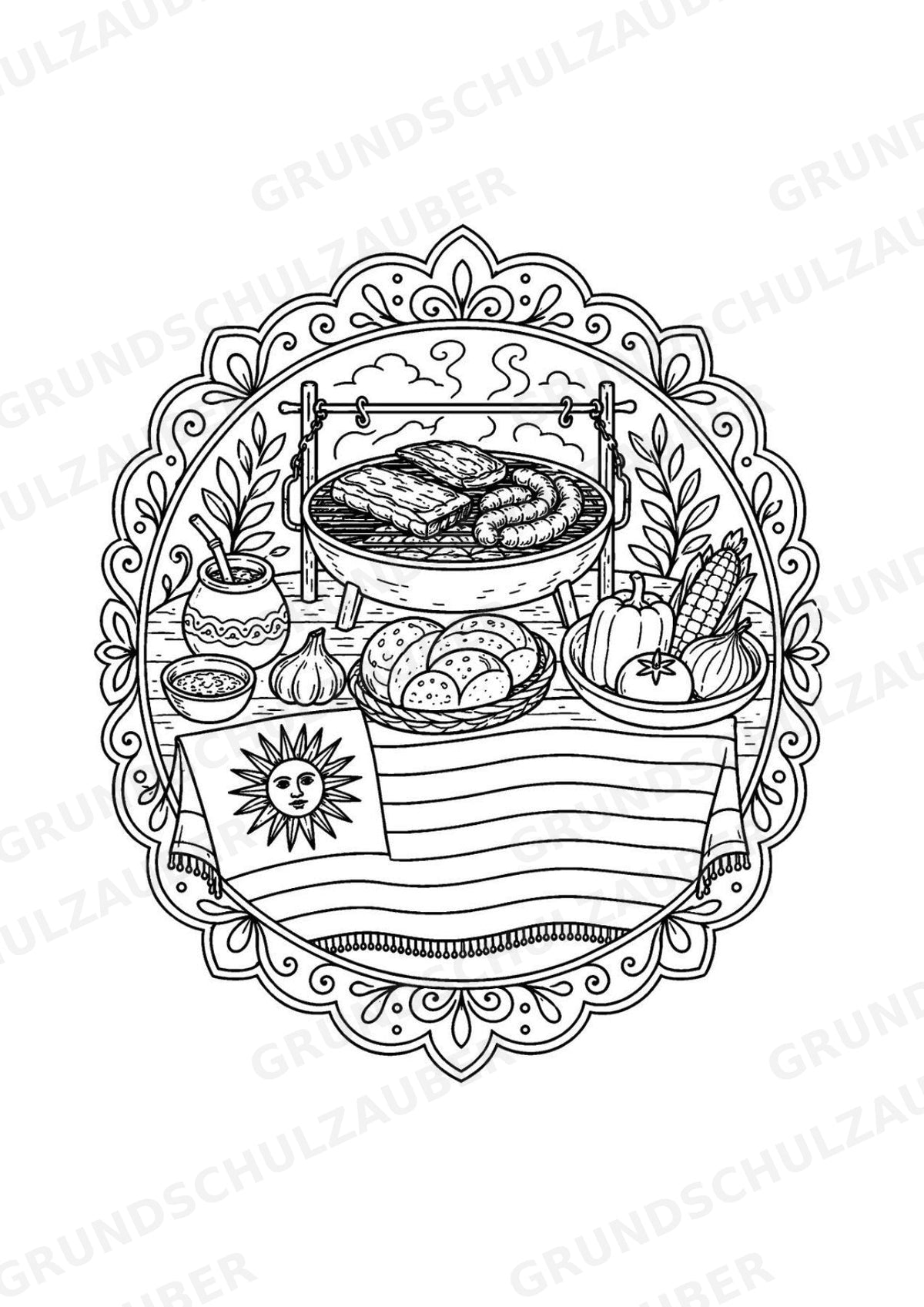 Uruguay Mandalas Ausmalbilder – Länder und Kulturen – 15 Malvorlagen – Materialseite 12