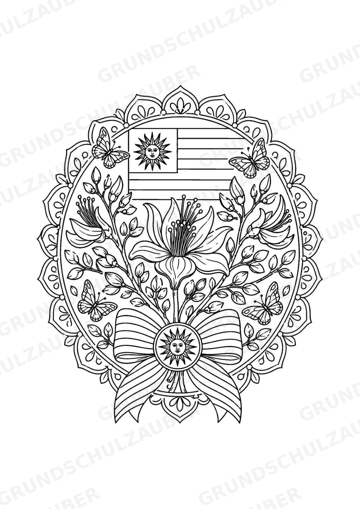Uruguay Mandalas Ausmalbilder – Länder und Kulturen – 15 Malvorlagen – Materialseite 15