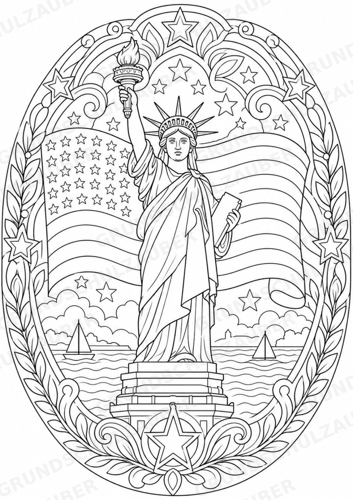 USA Mandalas Ausmalbilder – Länder und Kulturen – 15 Malvorlagen – Materialseite 2