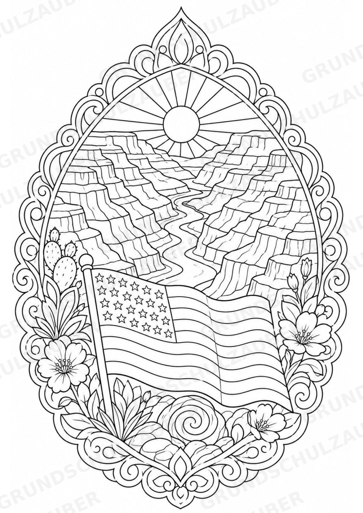 USA Mandalas Ausmalbilder – Länder und Kulturen – 15 Malvorlagen – Materialseite 5
