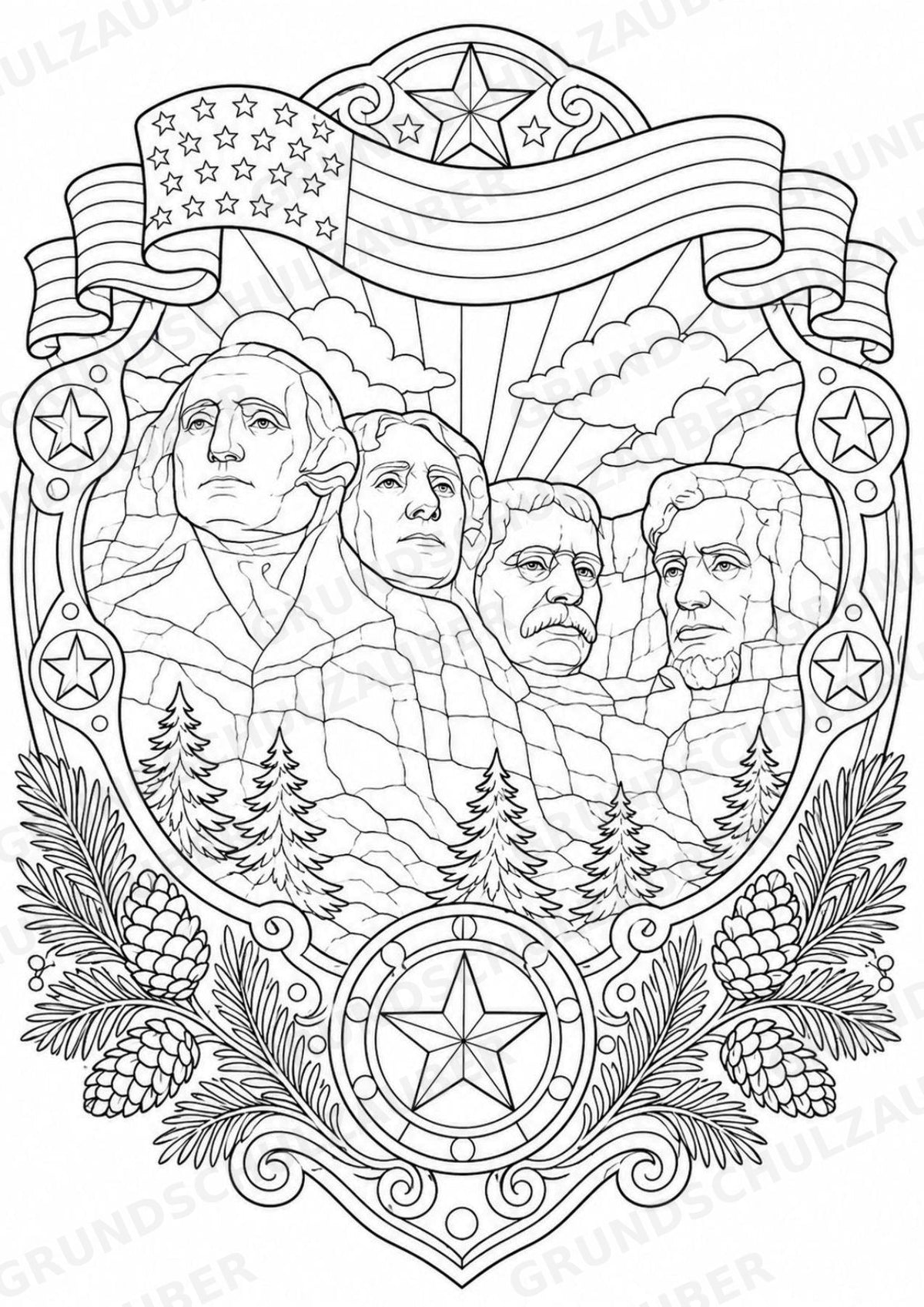 USA Mandalas Ausmalbilder – Länder und Kulturen – 15 Malvorlagen – Materialseite 7