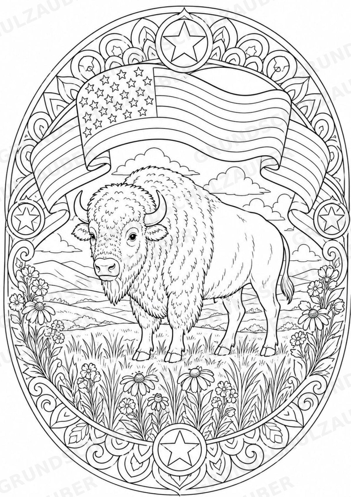 USA Mandalas Ausmalbilder – Länder und Kulturen – 15 Malvorlagen – Materialseite 9