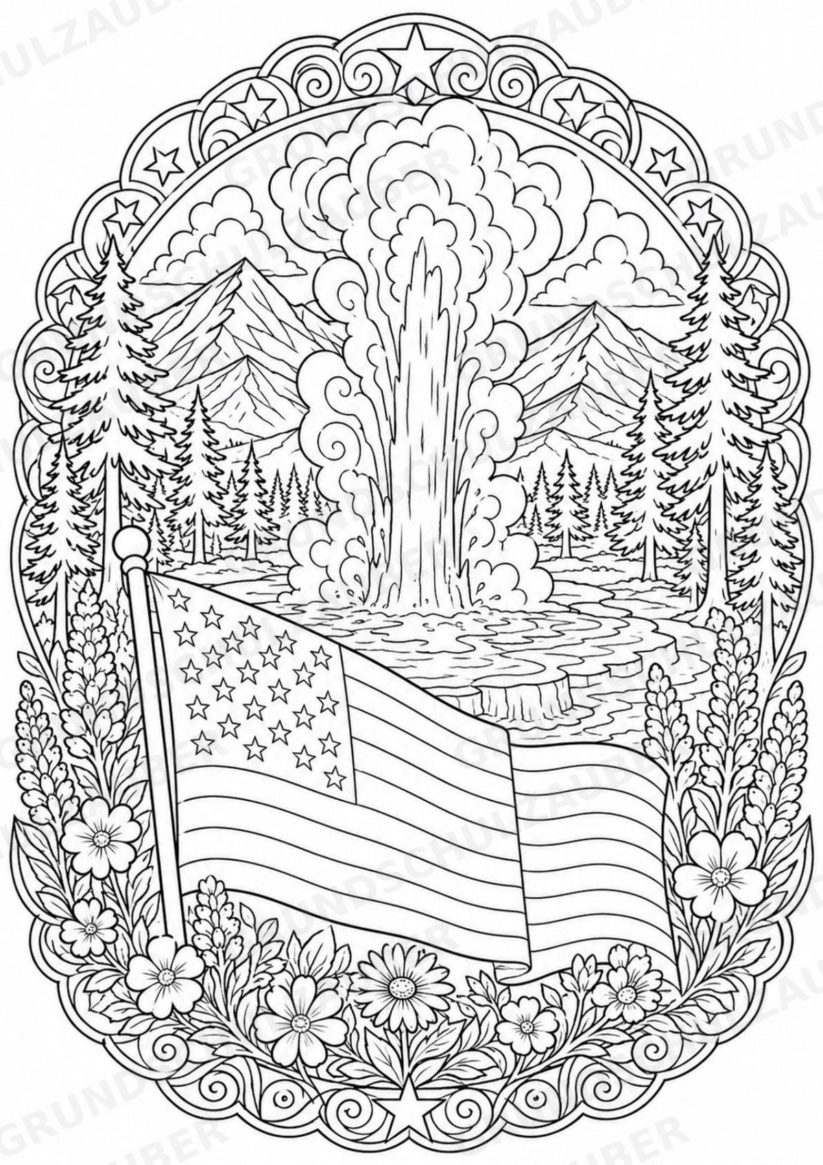 USA Mandalas Ausmalbilder – Länder und Kulturen – 15 Malvorlagen – Materialseite 14
