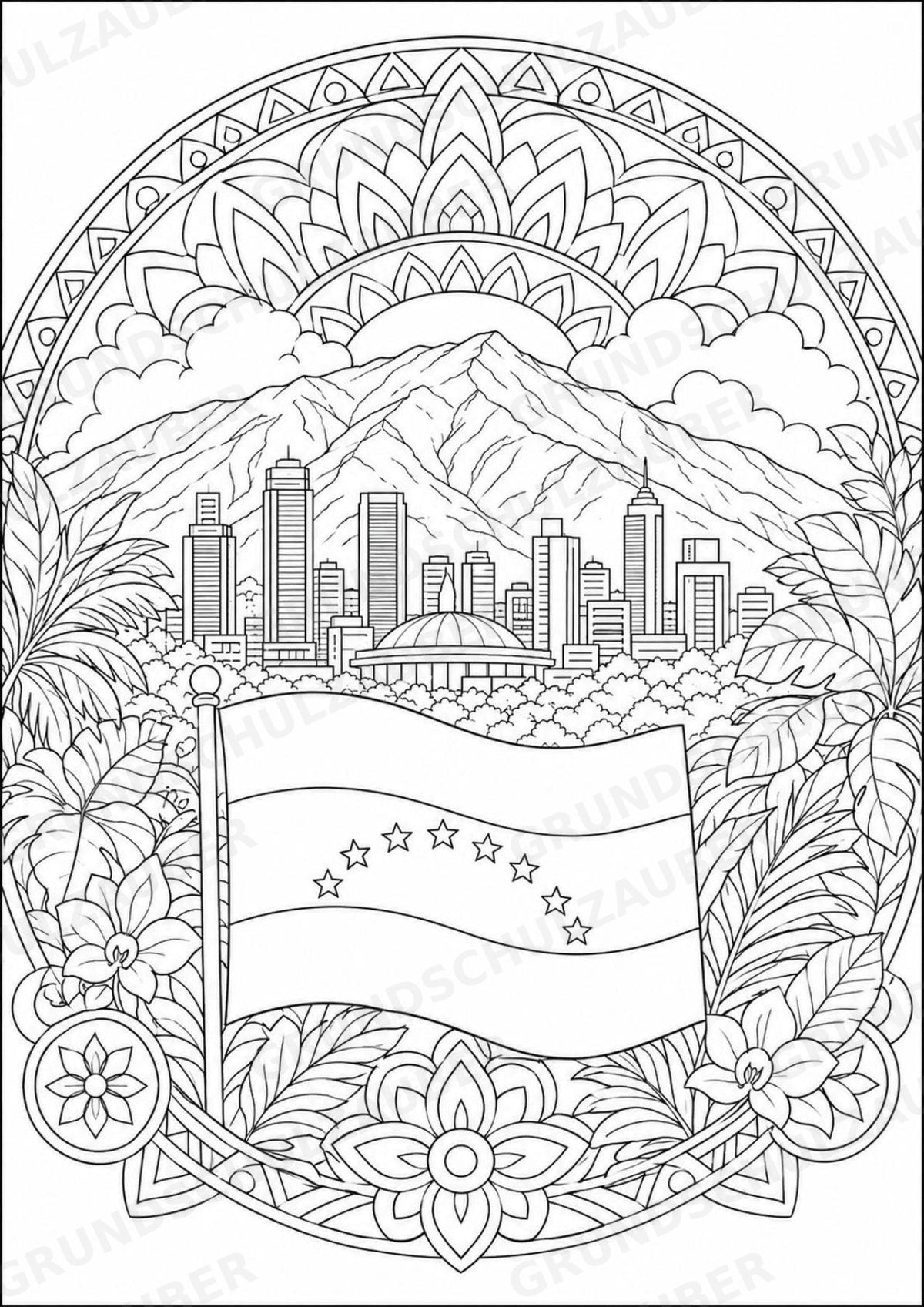 Venezuela Mandalas Ausmalbilder – Länder und Kulturen – 15 Malvorlagen – Materialseite 12
