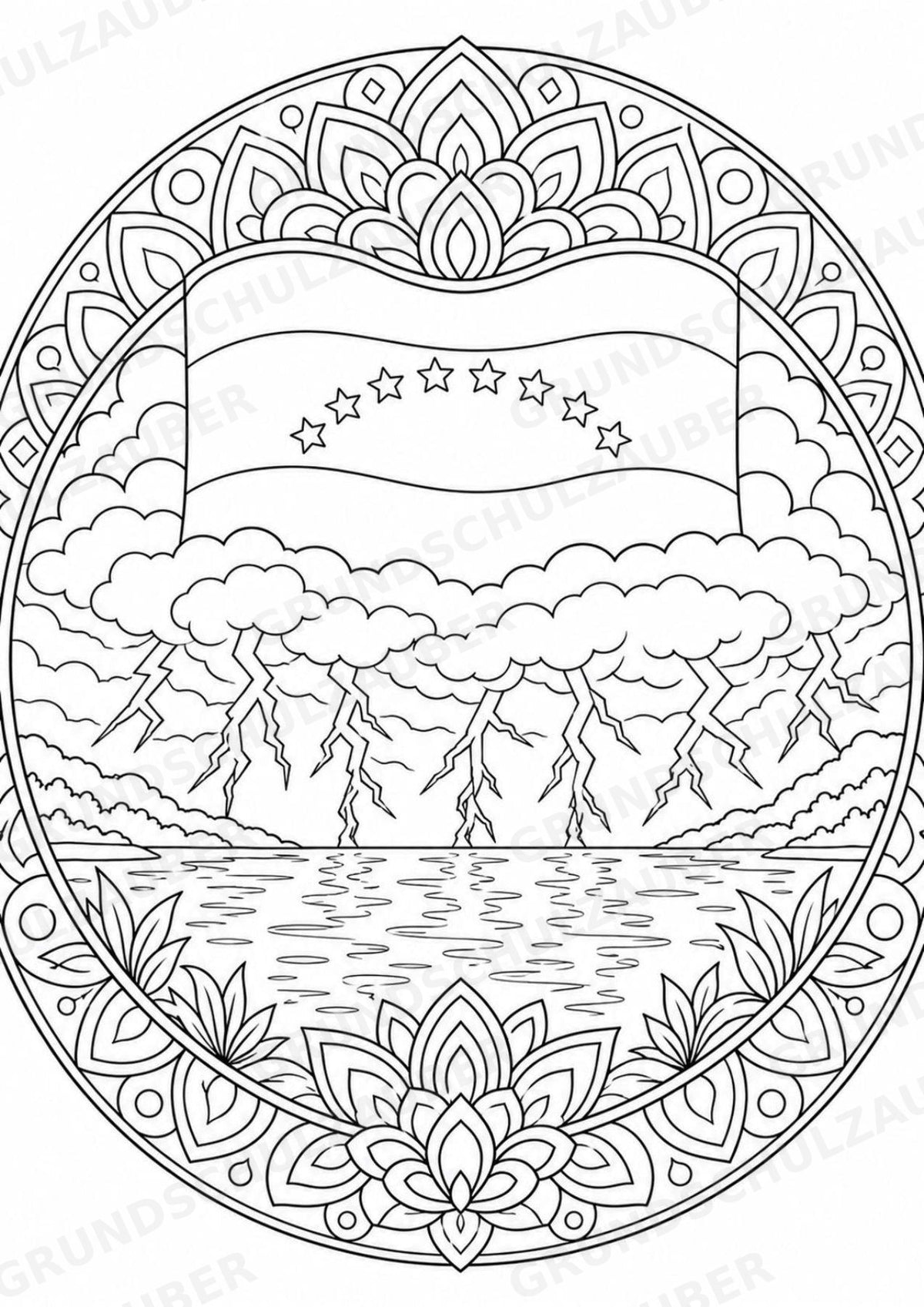 Venezuela Mandalas Ausmalbilder – Länder und Kulturen – 15 Malvorlagen – Materialseite 15