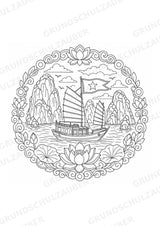 Vietnam Mandalas Ausmalbilder – Länder und Kulturen – 15 Malvorlagen – Materialseite 2