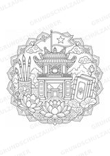 Vietnam Mandalas Ausmalbilder – Länder und Kulturen – 15 Malvorlagen – Materialseite 8