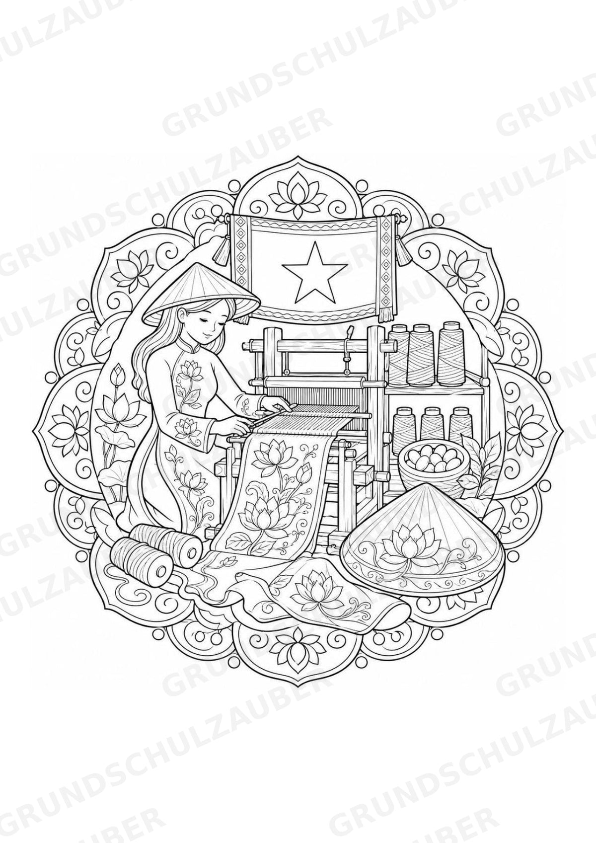 Vietnam Mandalas Ausmalbilder – Länder und Kulturen – 15 Malvorlagen – Materialseite 11