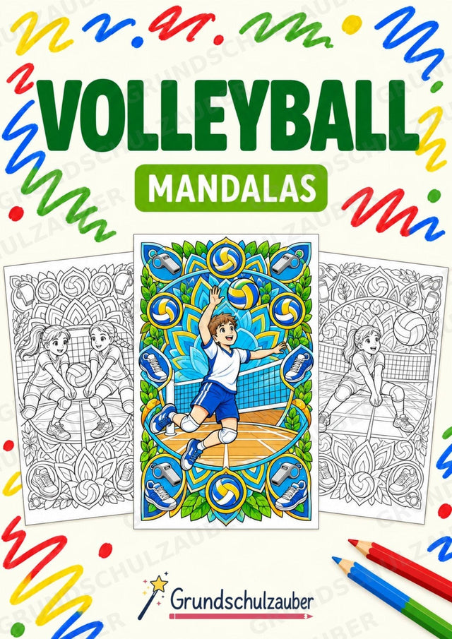 Volleyball Mandalas Ausmalbilder – Sport – 15 Malvorlagen – Cover