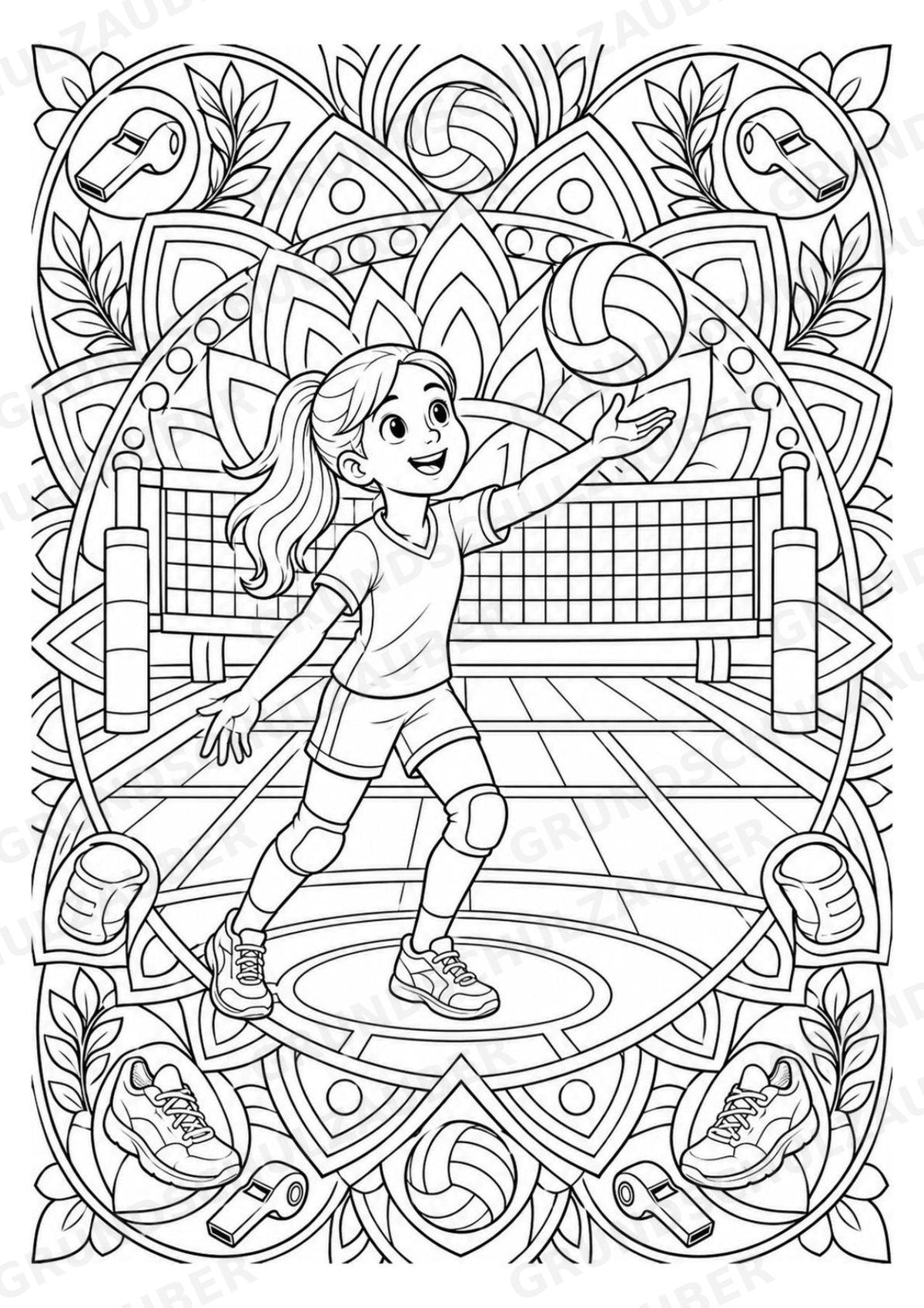 Volleyball Mandalas Ausmalbilder – Sport – 15 Malvorlagen – Materialseite 2