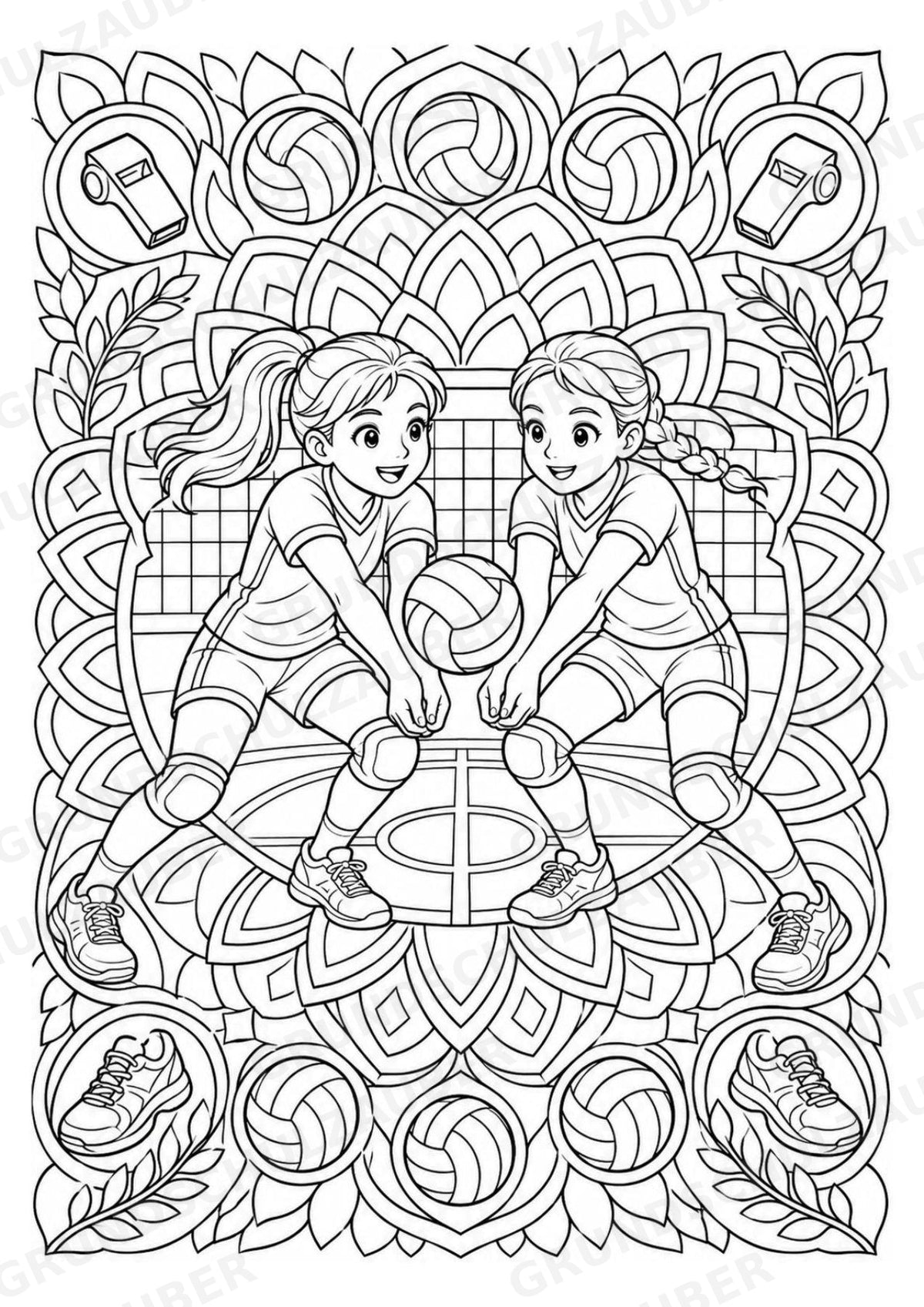 Volleyball Mandalas Ausmalbilder – Sport – 15 Malvorlagen – Materialseite 4