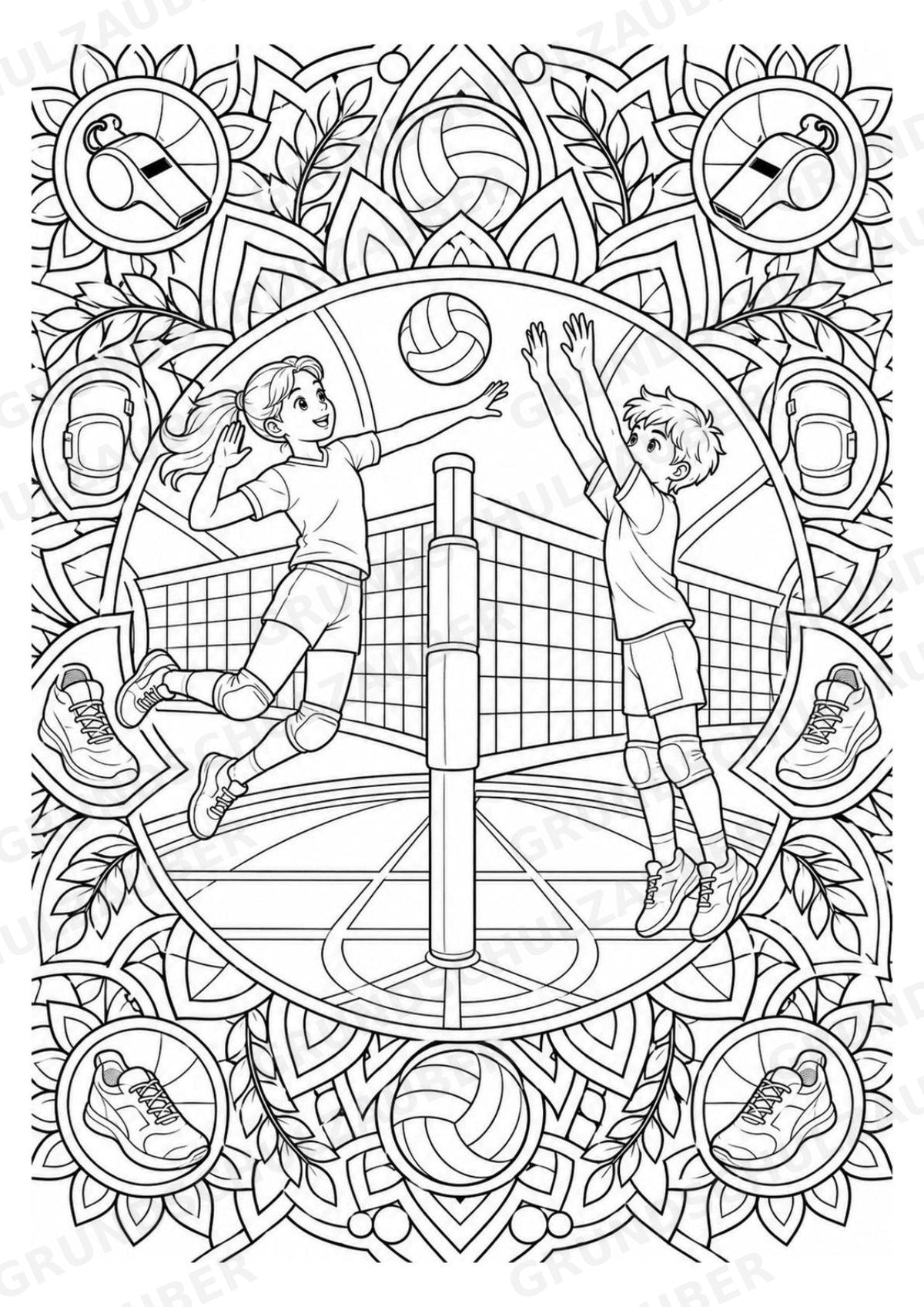 Volleyball Mandalas Ausmalbilder – Sport – 15 Malvorlagen – Materialseite 6