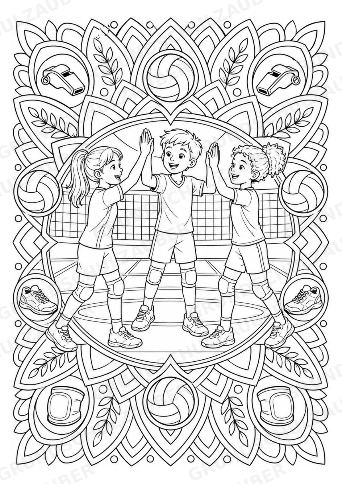 Volleyball Mandalas Ausmalbilder – Sport – 15 Malvorlagen – Materialseite 8