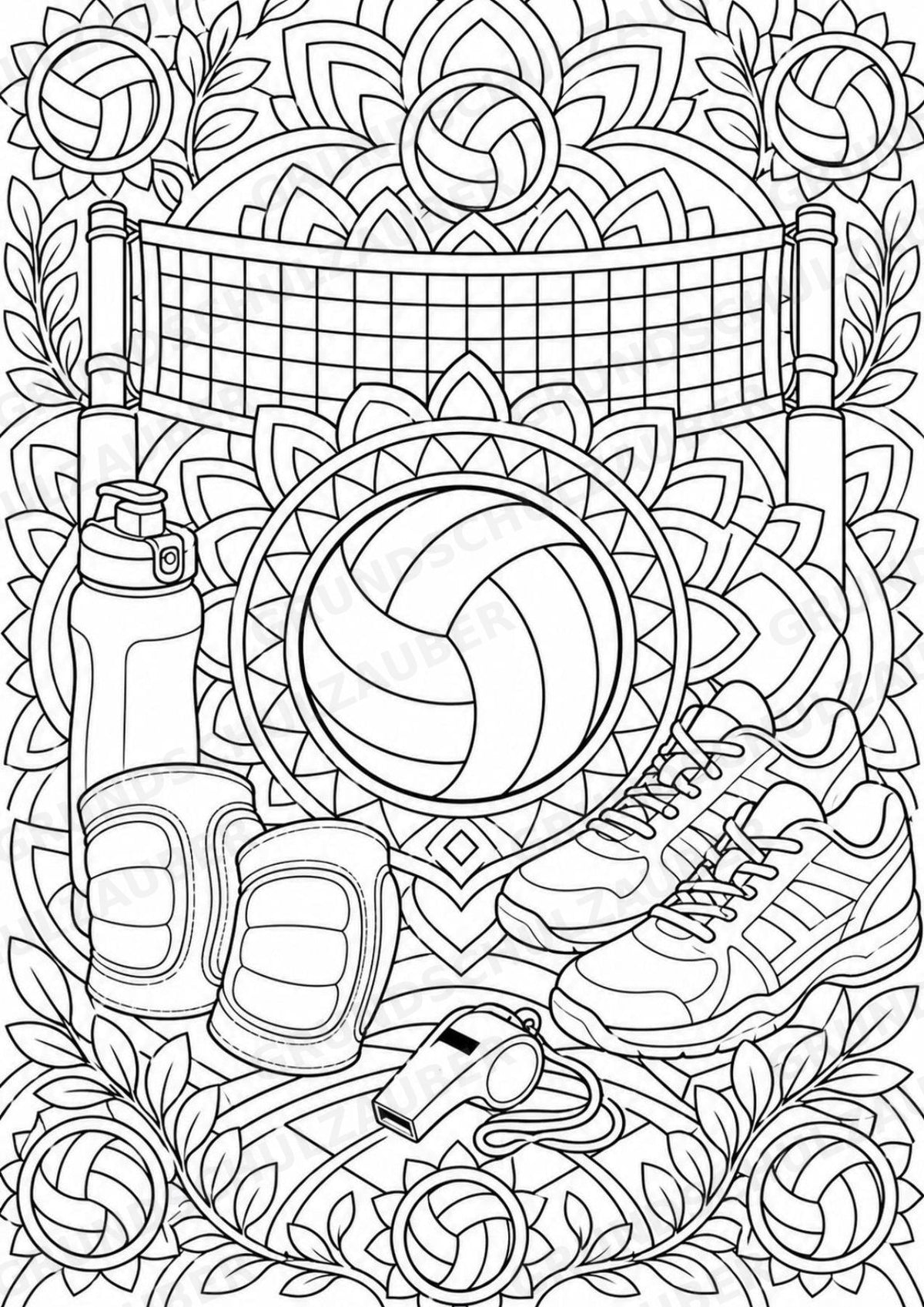 Volleyball Mandalas Ausmalbilder – Sport – 15 Malvorlagen – Materialseite 9