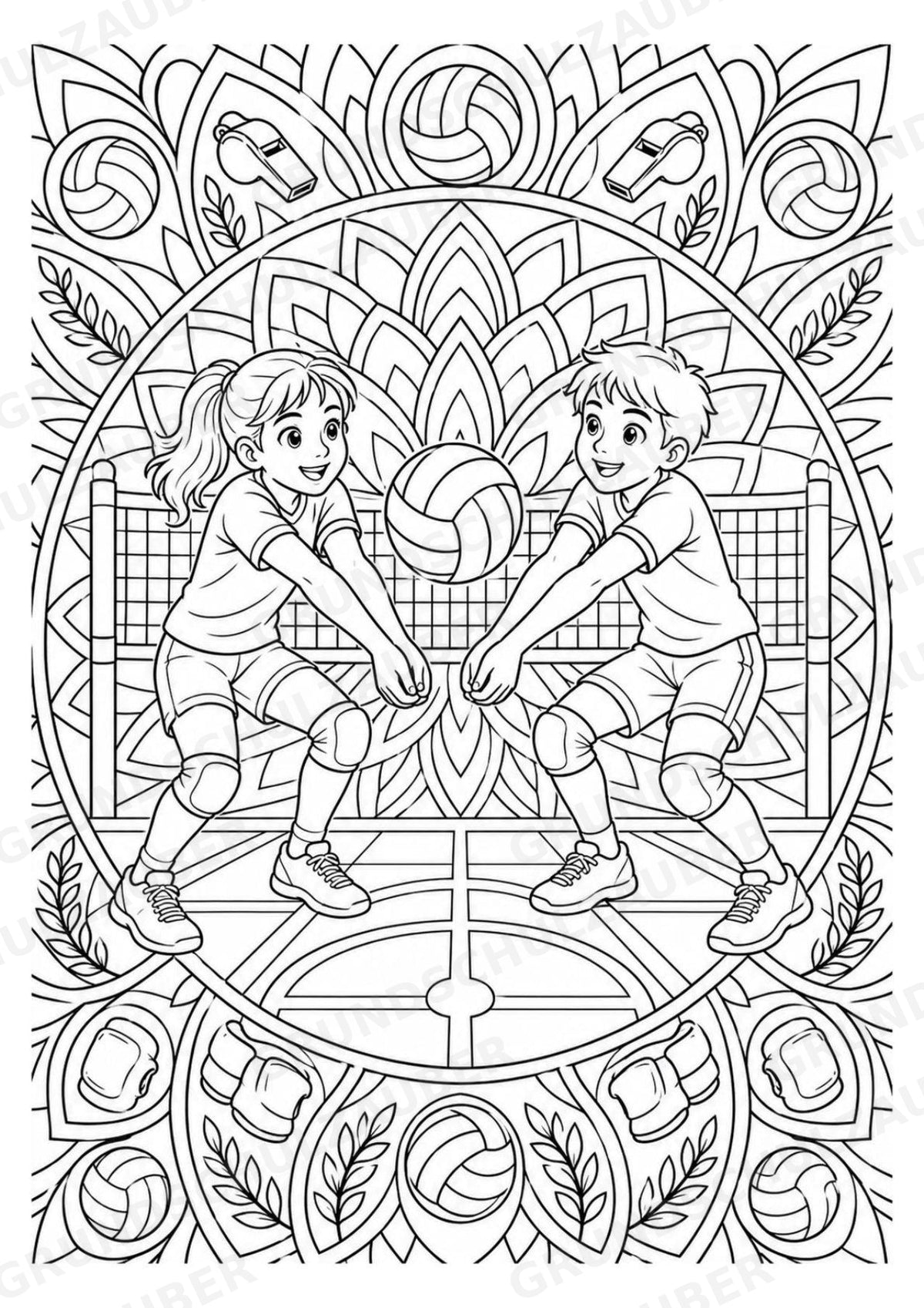 Volleyball Mandalas Ausmalbilder – Sport – 15 Malvorlagen – Materialseite 12