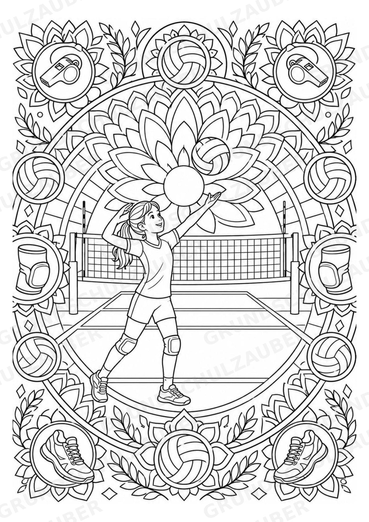Volleyball Mandalas Ausmalbilder – Sport – 15 Malvorlagen – Materialseite 14