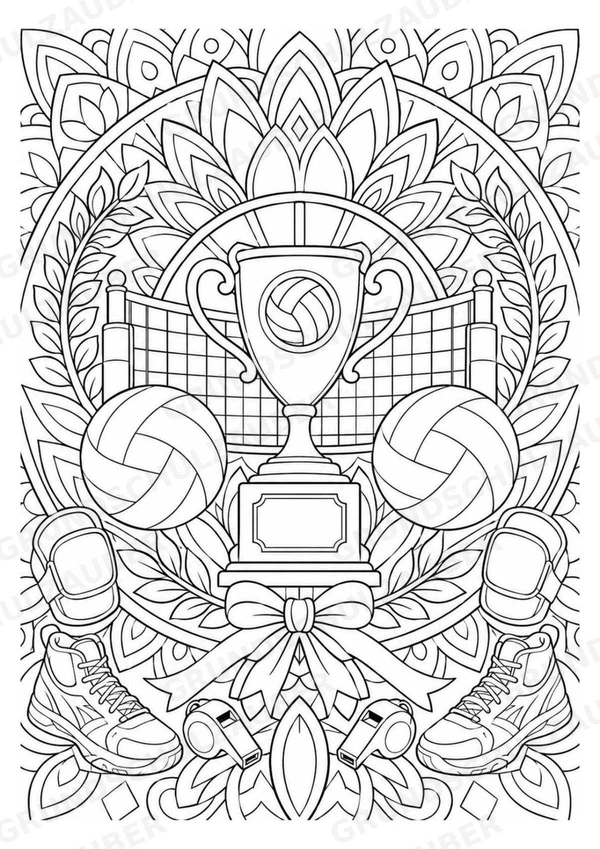 Volleyball Mandalas Ausmalbilder – Sport – 15 Malvorlagen – Materialseite 16