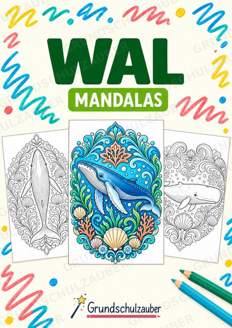 Wal Mandalas Ausmalbilder – Tiere – 15 Malvorlagen – Cover