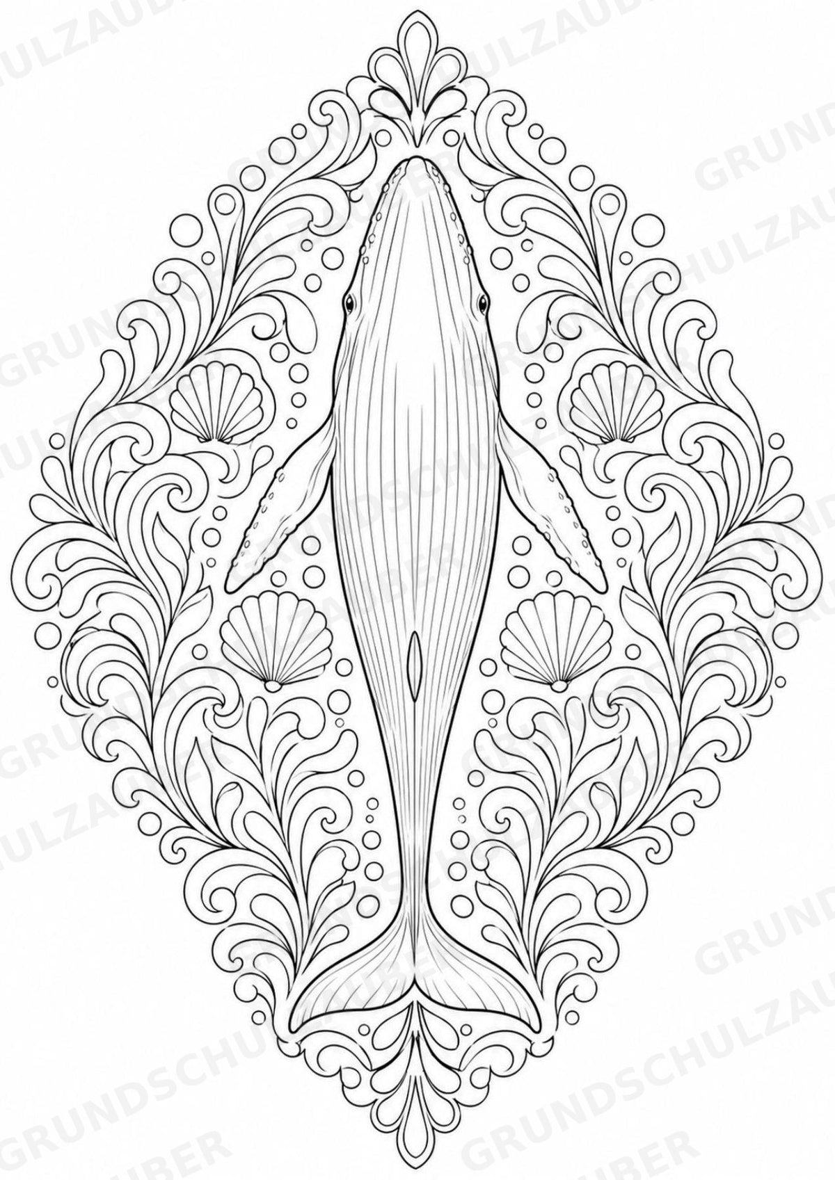 Wal Mandalas Ausmalbilder – Tiere – 15 Malvorlagen – Materialseite 3