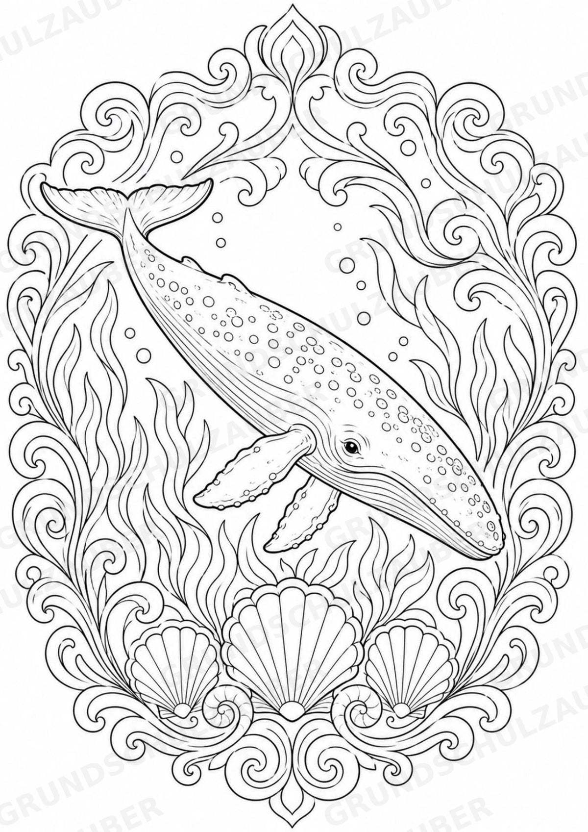Wal Mandalas Ausmalbilder – Tiere – 15 Malvorlagen – Materialseite 6