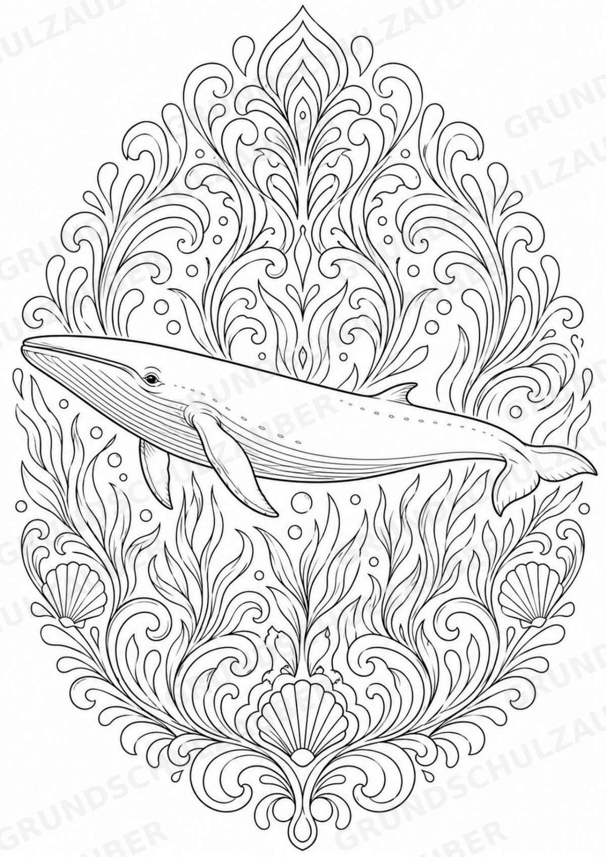 Wal Mandalas Ausmalbilder – Tiere – 15 Malvorlagen – Materialseite 7
