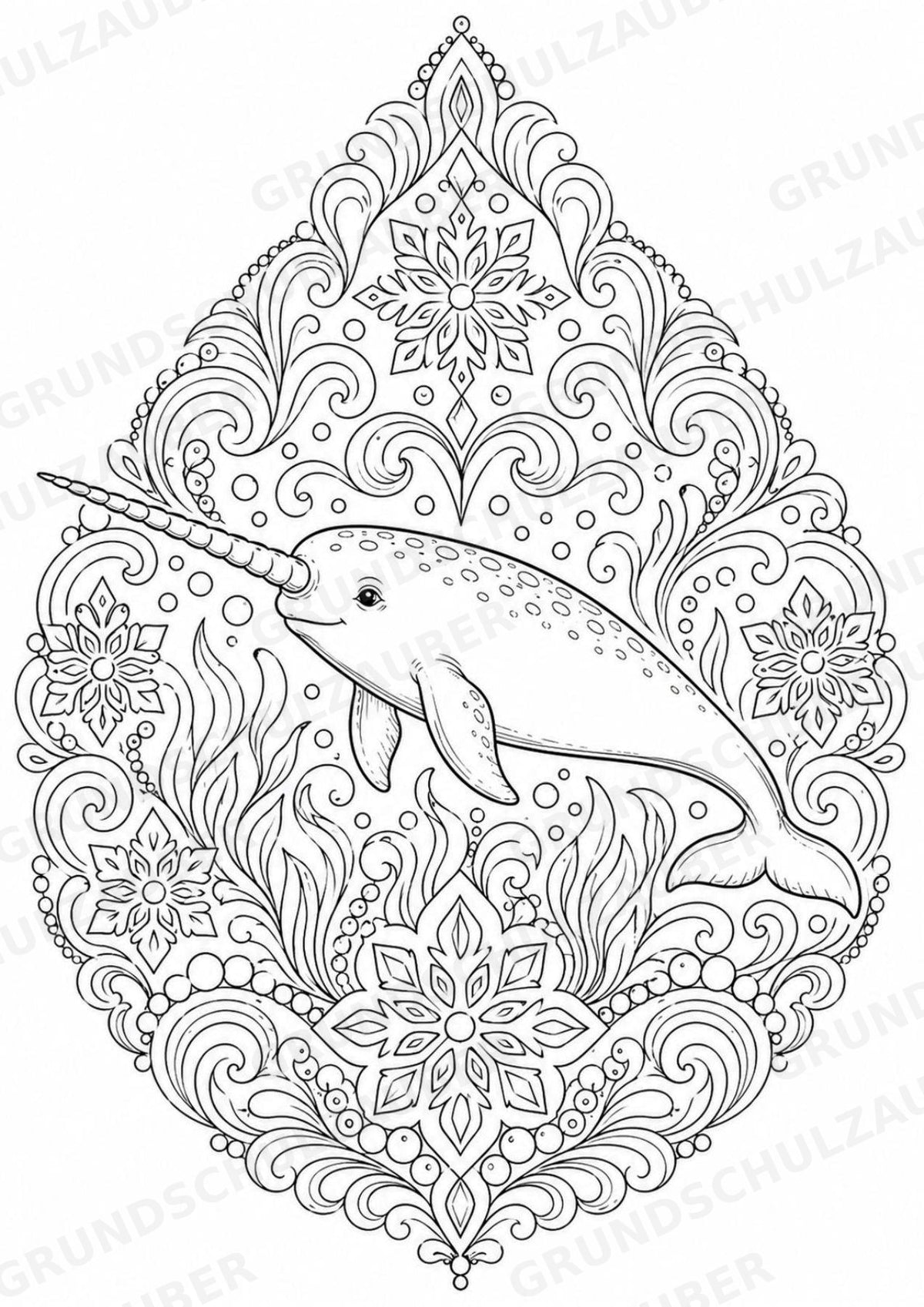 Wal Mandalas Ausmalbilder – Tiere – 15 Malvorlagen – Materialseite 10