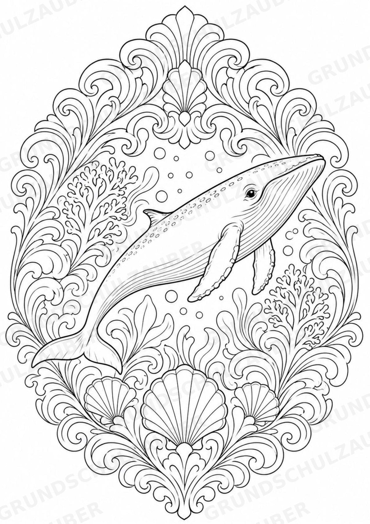 Wal Mandalas Ausmalbilder – Tiere – 15 Malvorlagen – Materialseite 12