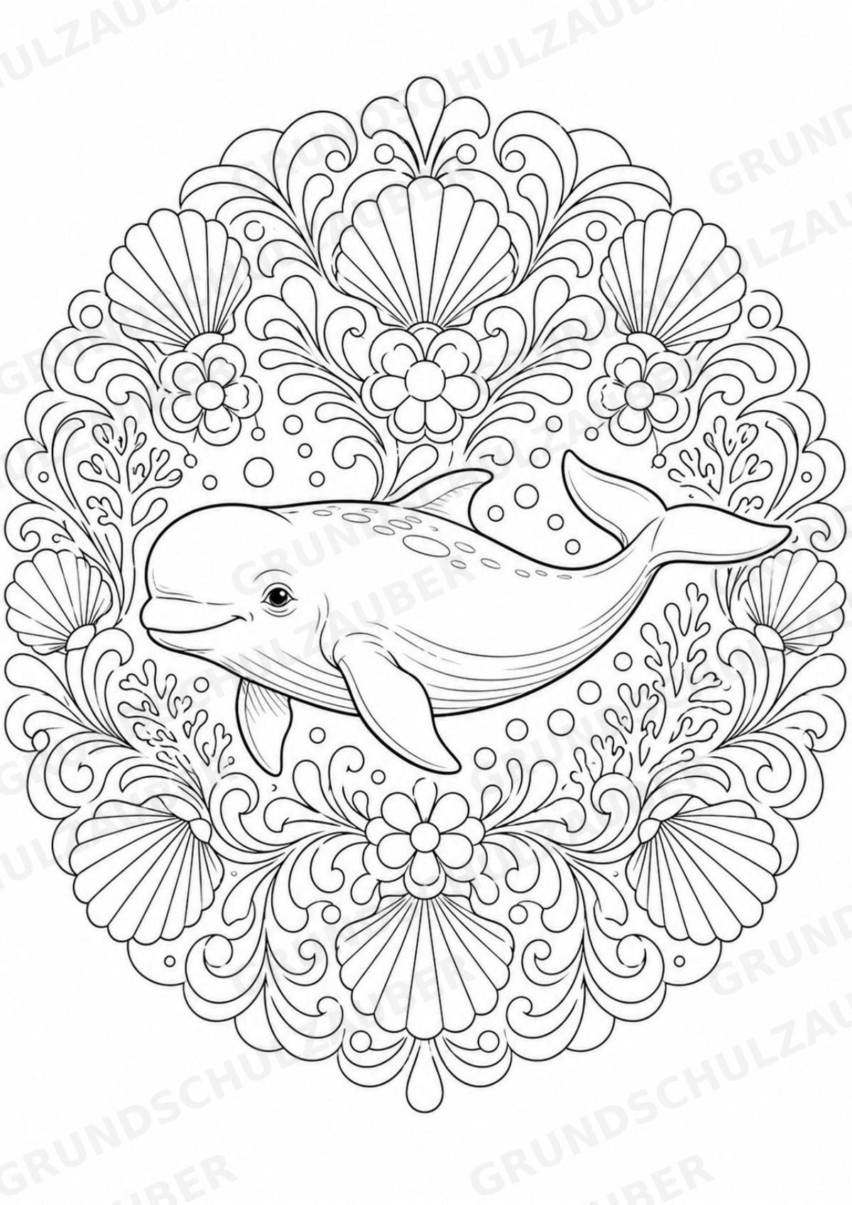 Wal Mandalas Ausmalbilder – Tiere – 15 Malvorlagen – Materialseite 13