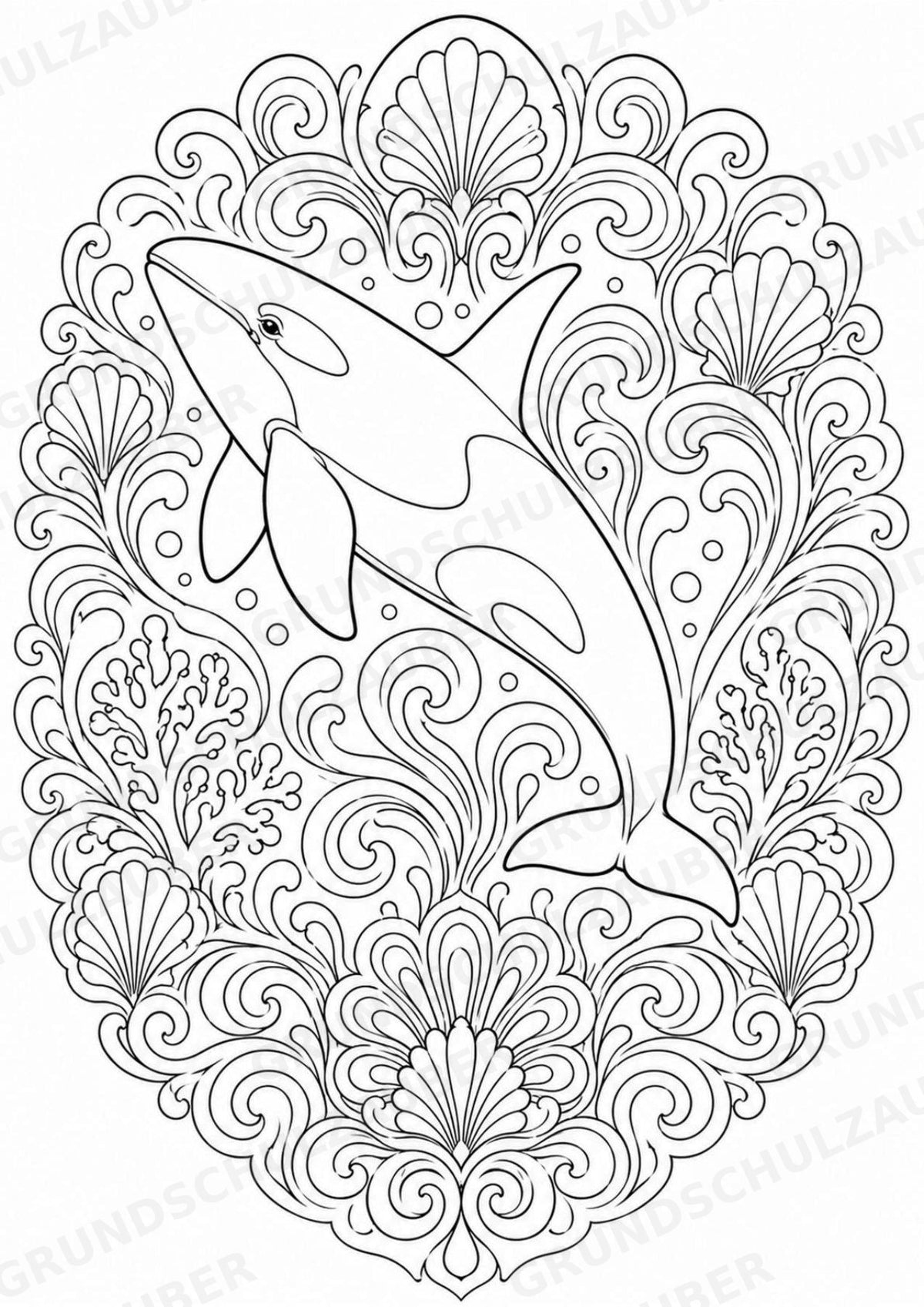 Wal Mandalas Ausmalbilder – Tiere – 15 Malvorlagen – Materialseite 14