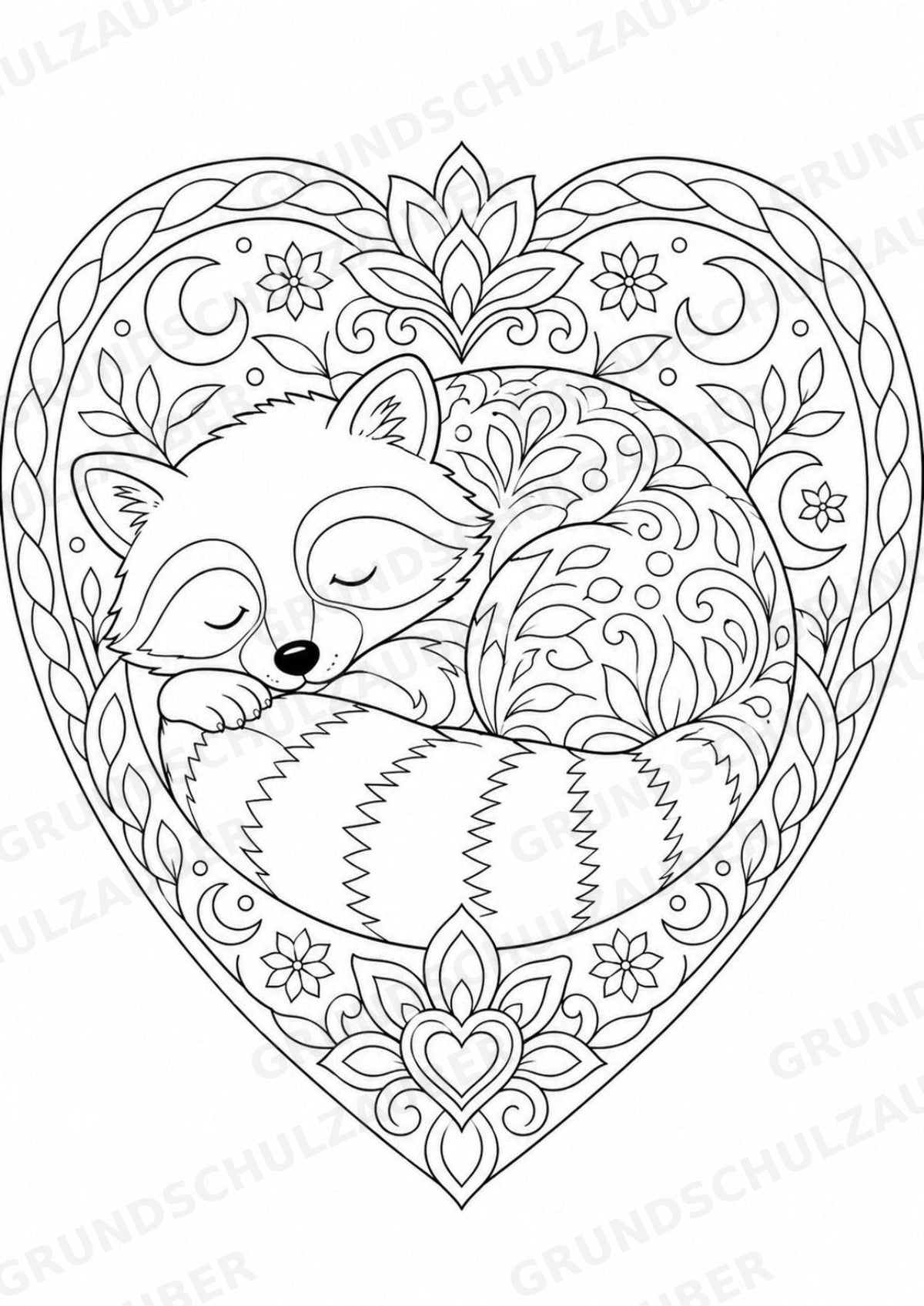 Waschbär Mandalas Ausmalbilder – Tiere – 15 Malvorlagen – Materialseite 5