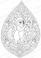 Waschbär Mandalas Ausmalbilder – Tiere – 15 Malvorlagen – Materialseite 6