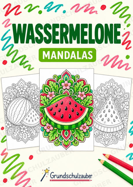Wassermelone Mandalas Ausmalbilder – Obst – 15 Malvorlagen – Cover