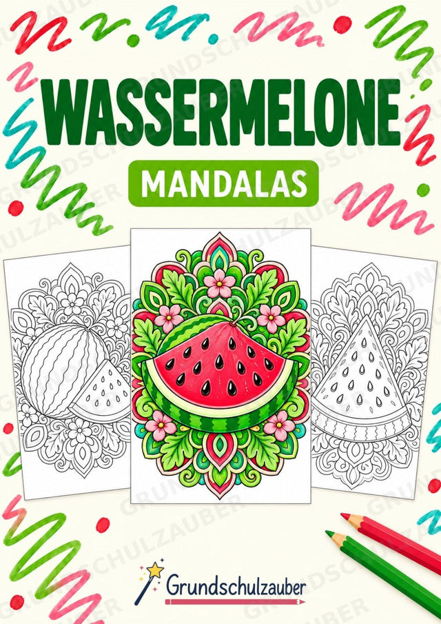 Wassermelone Mandalas Ausmalbilder – Obst – 15 Malvorlagen – Cover