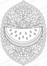 Wassermelone Mandalas Ausmalbilder – Obst – 15 Malvorlagen – Materialseite 2