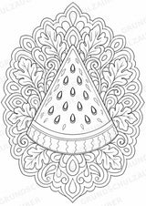 Wassermelone Mandalas Ausmalbilder – Obst – 15 Malvorlagen – Materialseite 4